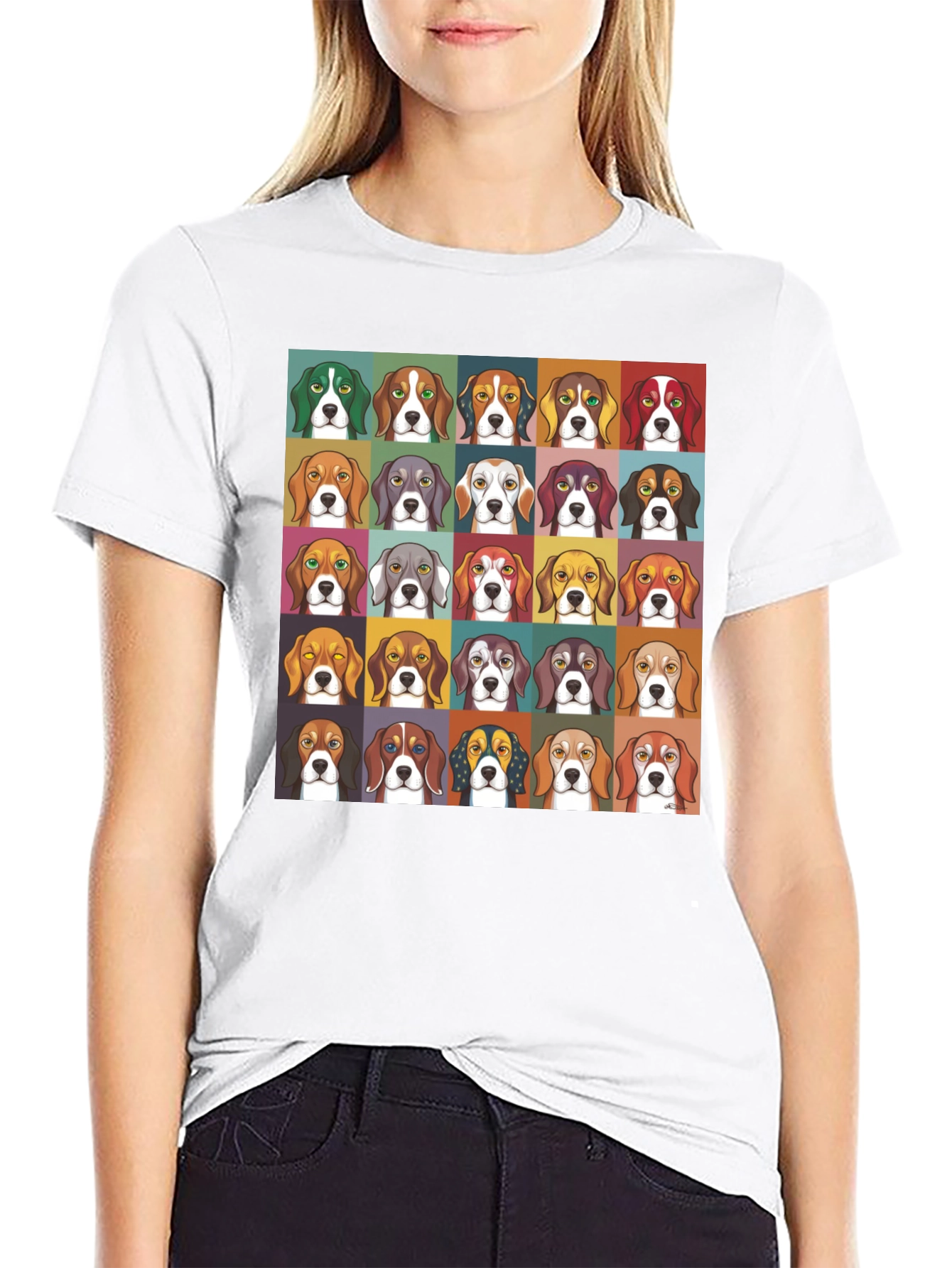 Black Beagle Dog Breed Colorful Pop Art T-Shirt view 9