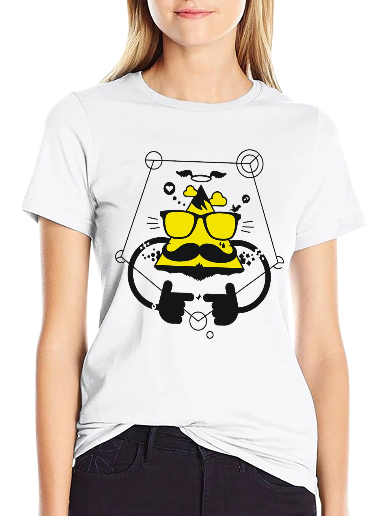 Black Cool Graphic Tee - Mountain Mustache Design view 9
