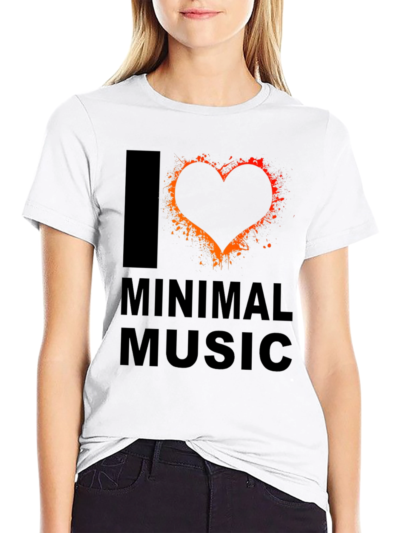 Black I Love Minimal Music T-Shirt - Unique Graphic Tee view 9