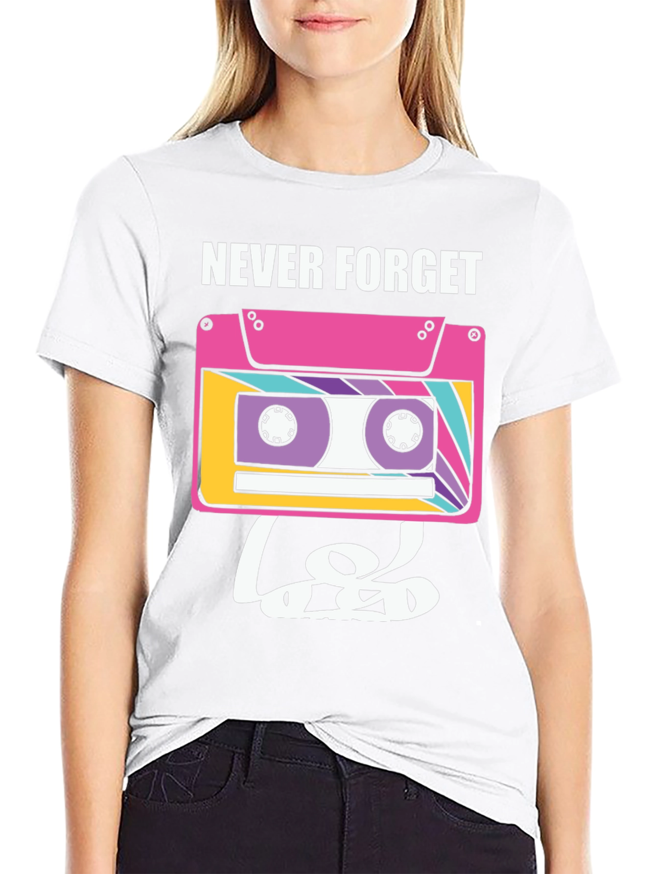 Black Retro Cassette Tape Graphic Tee - Never Forget view 9