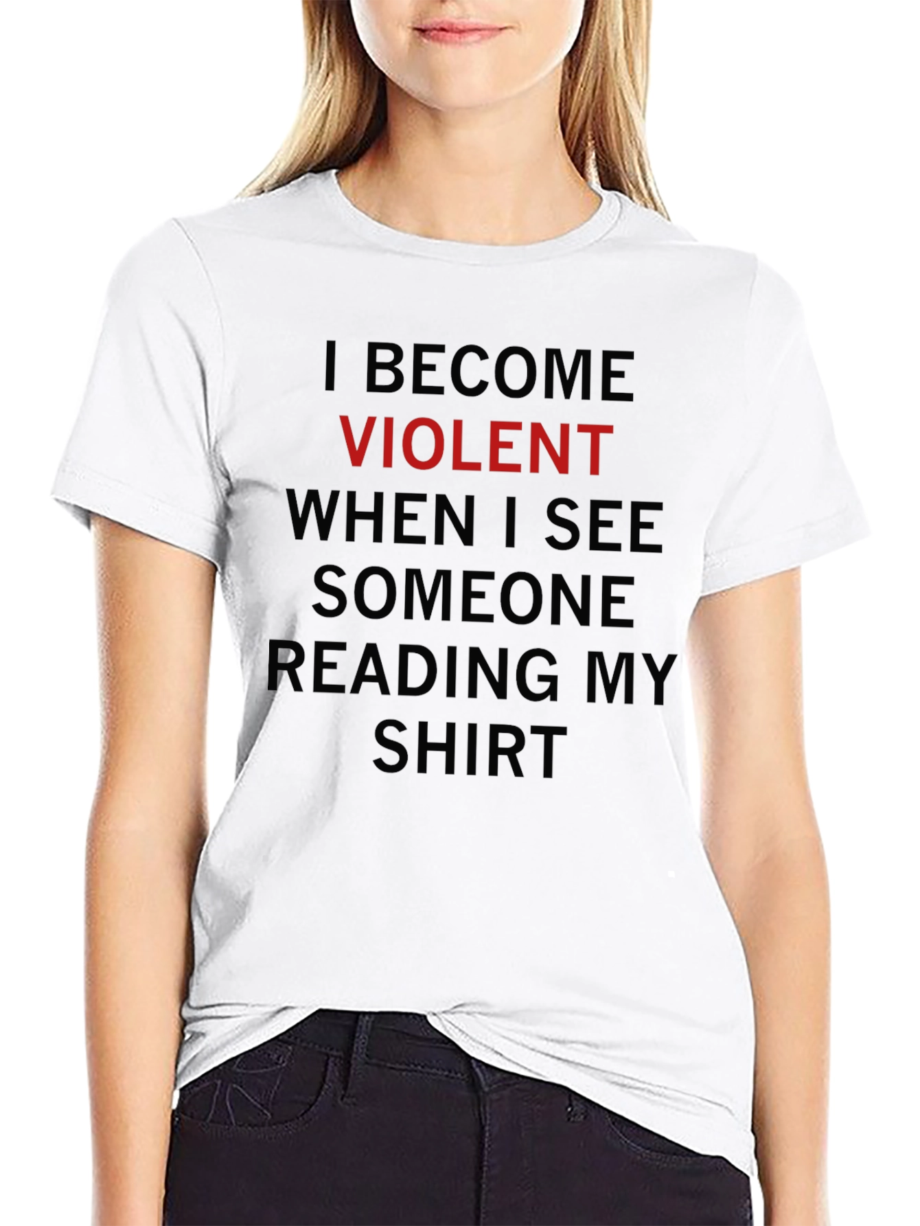 Black I Become Violent Funny Graphic Tee view 9