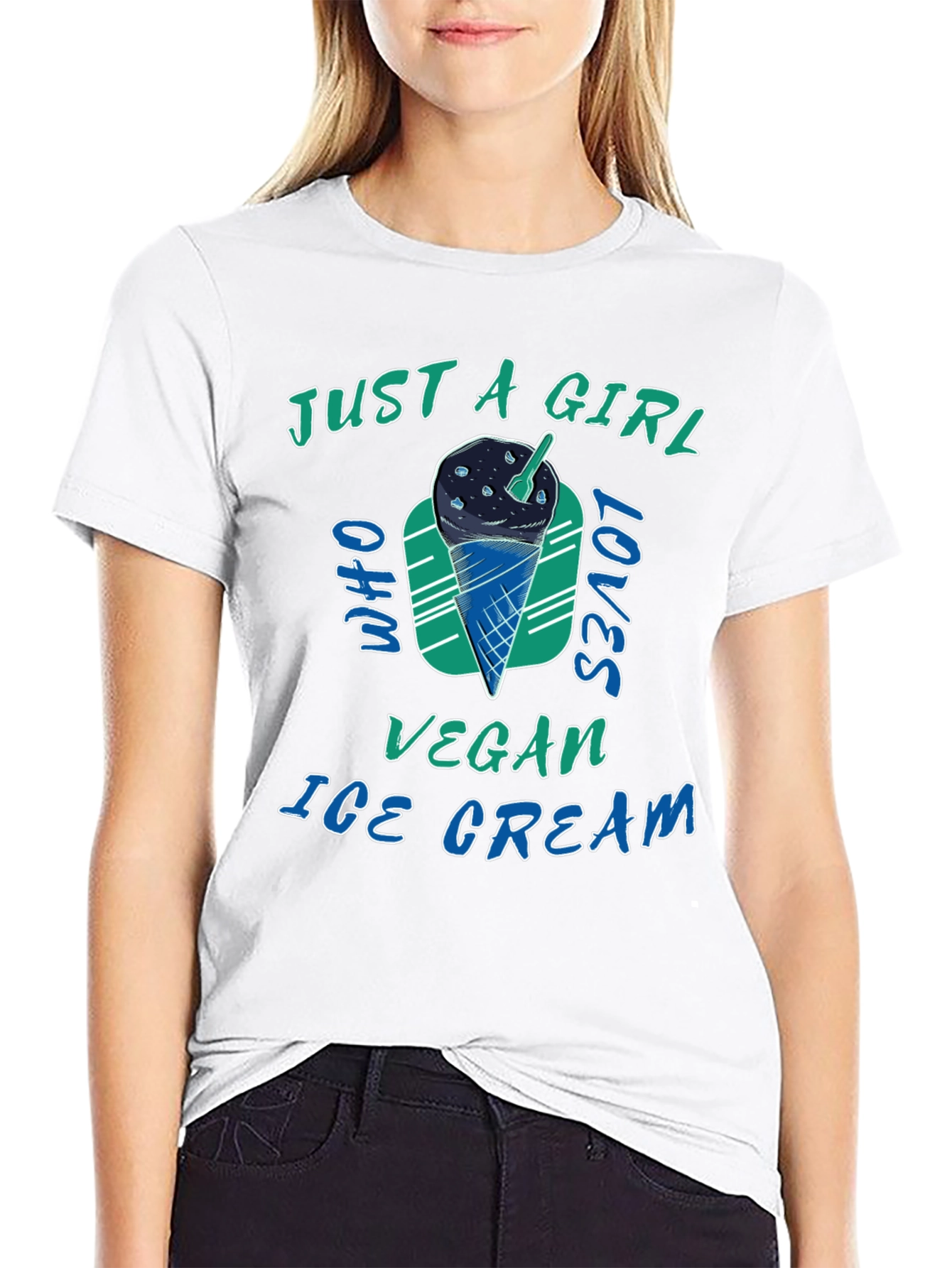 Black Vegan Ice Cream Lover T-Shirt view 9