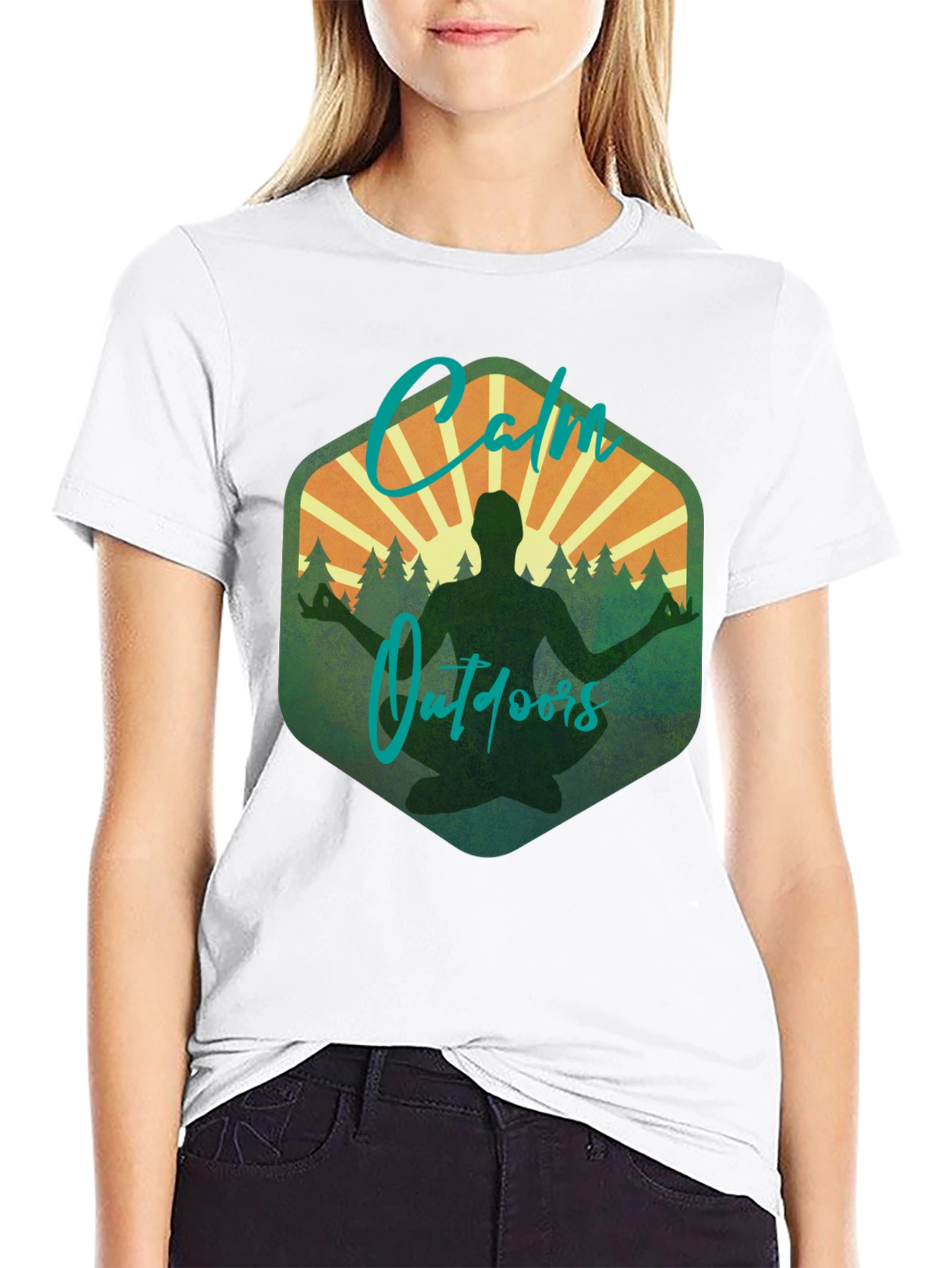 Black Calm Outdoors Graphic Tee - Meditation & Nature Shirt view 9