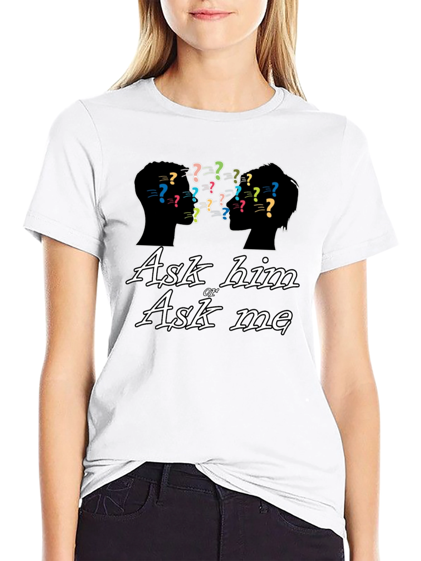 Black Ask Him or Ask Me Graphic T-Shirt view 9