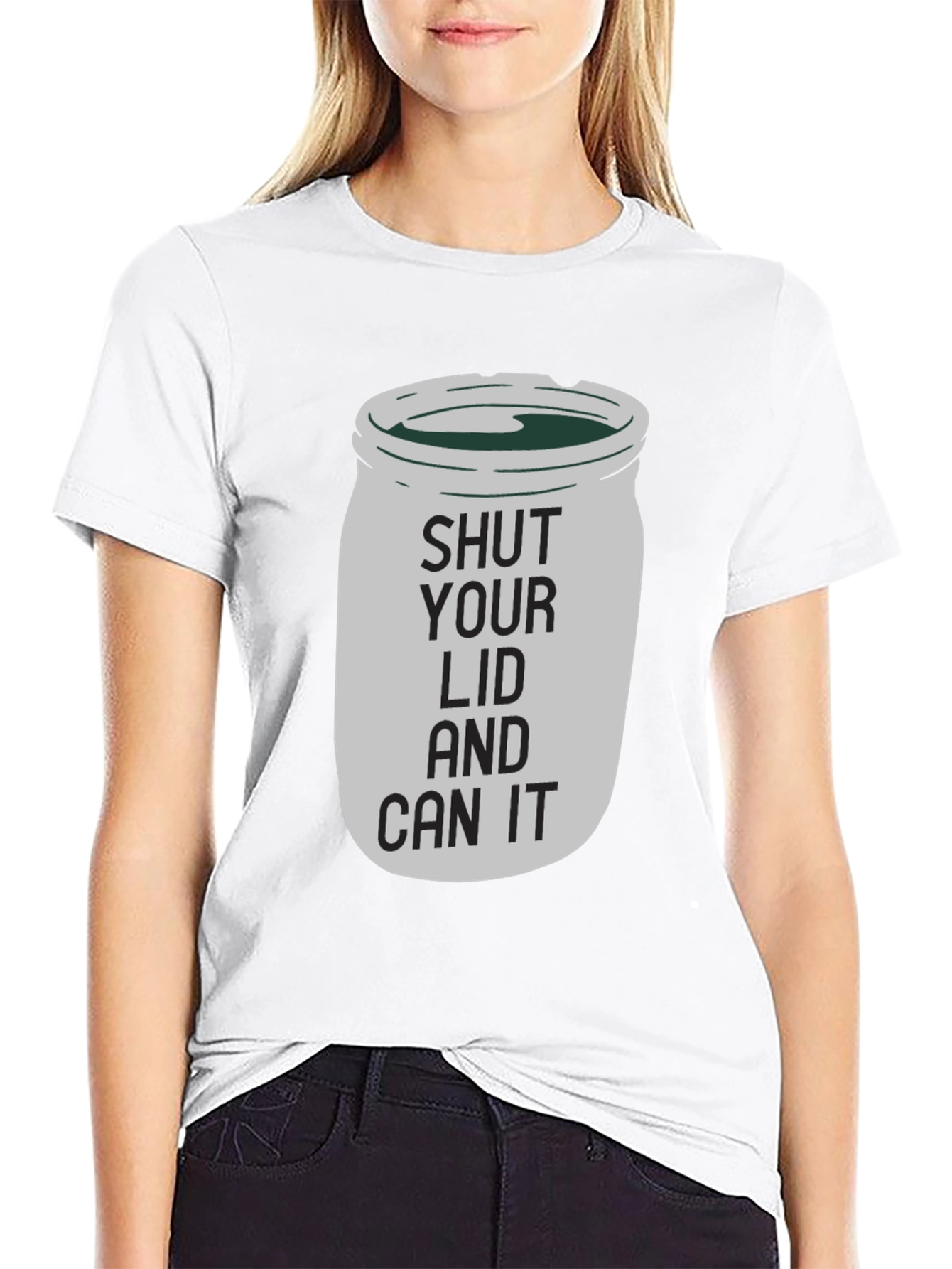 Black Shut Your Lid and Can It Funny Graphic T-Shirt view 9