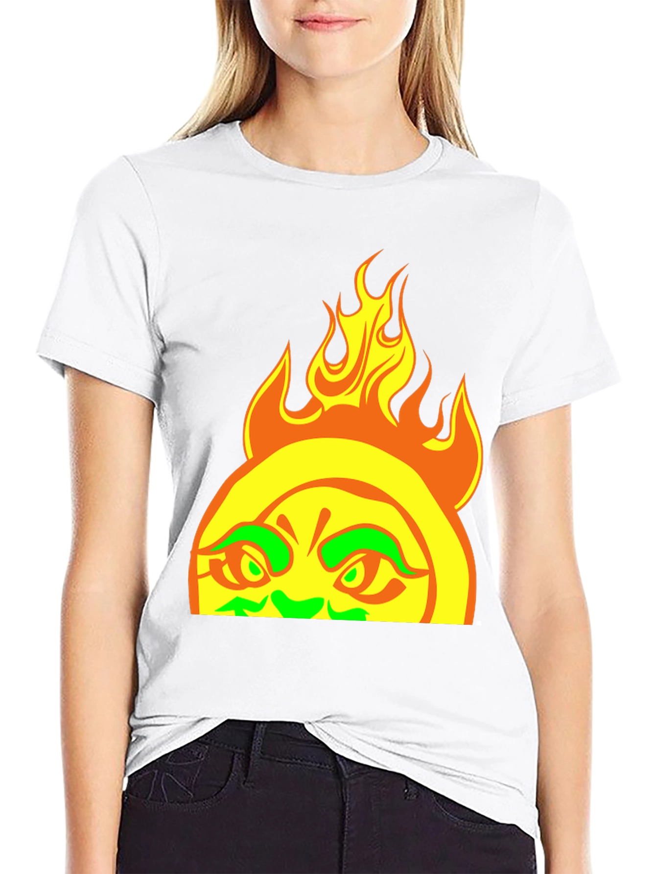 Black Fiery Sun Graphic Tee - Bold Black T-Shirt view 9
