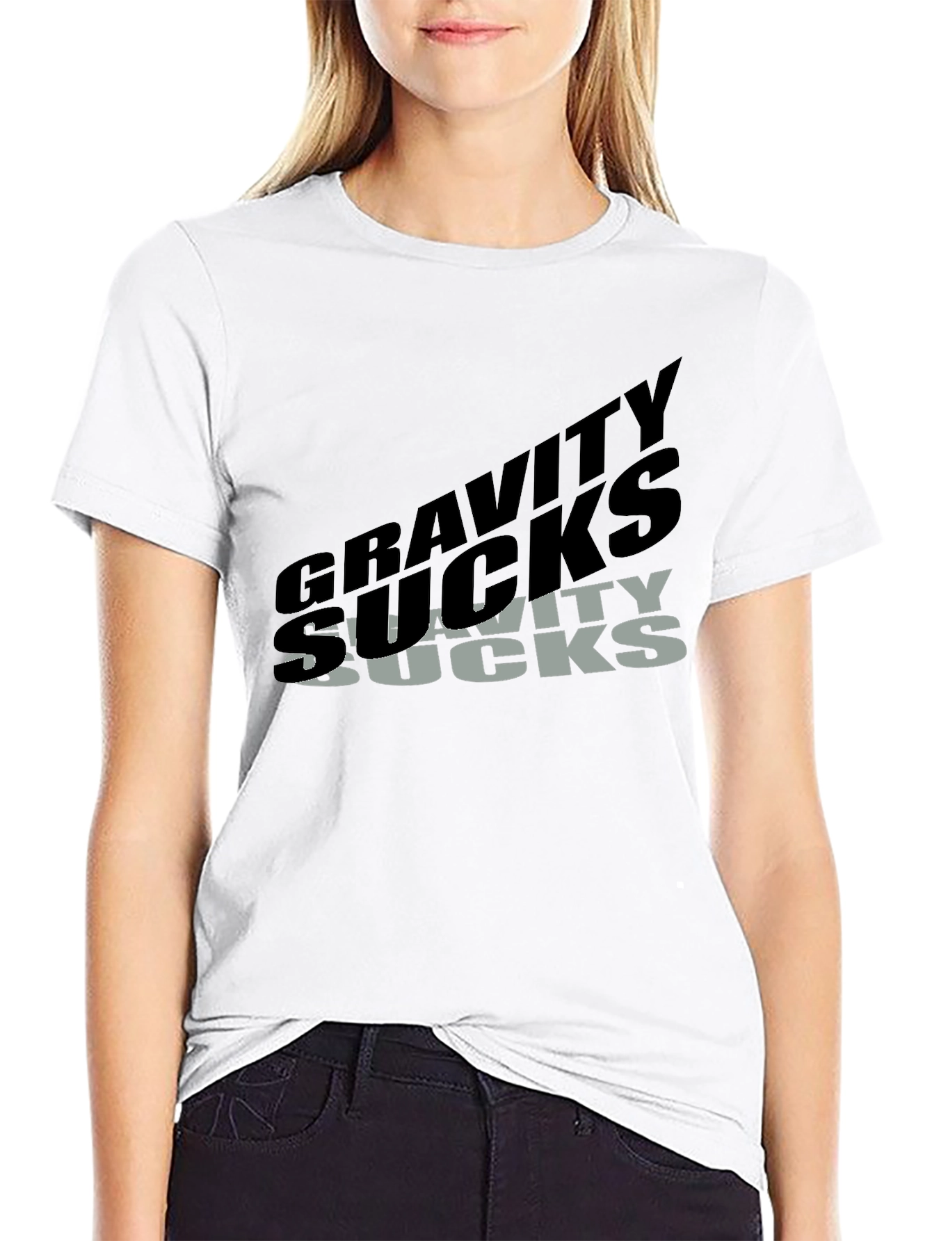 Black Gravity Sucks Graphic T-Shirt - Black view 9