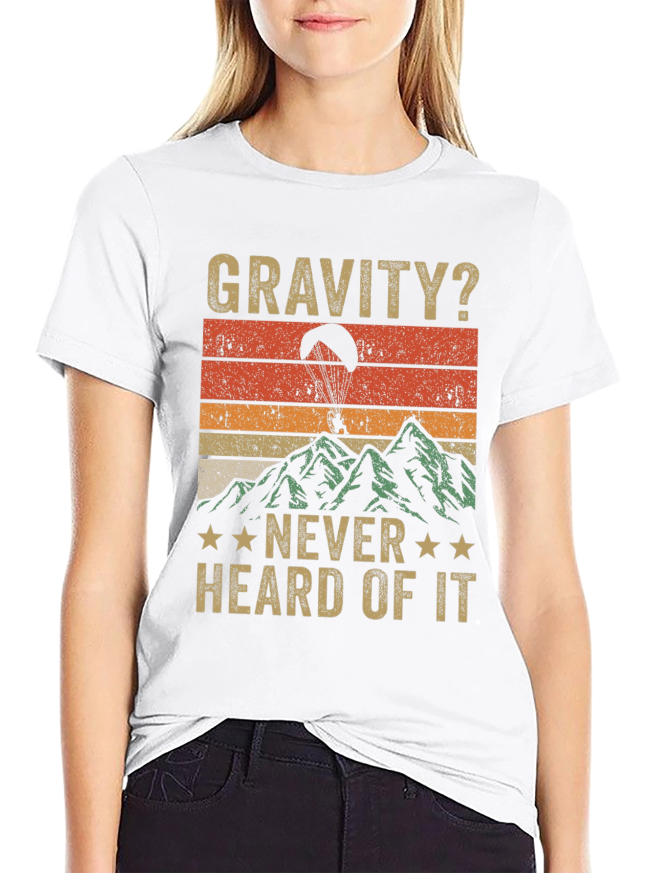 Black Gravity? Never Heard of It! Retro Paragliding T-Shirt view 9