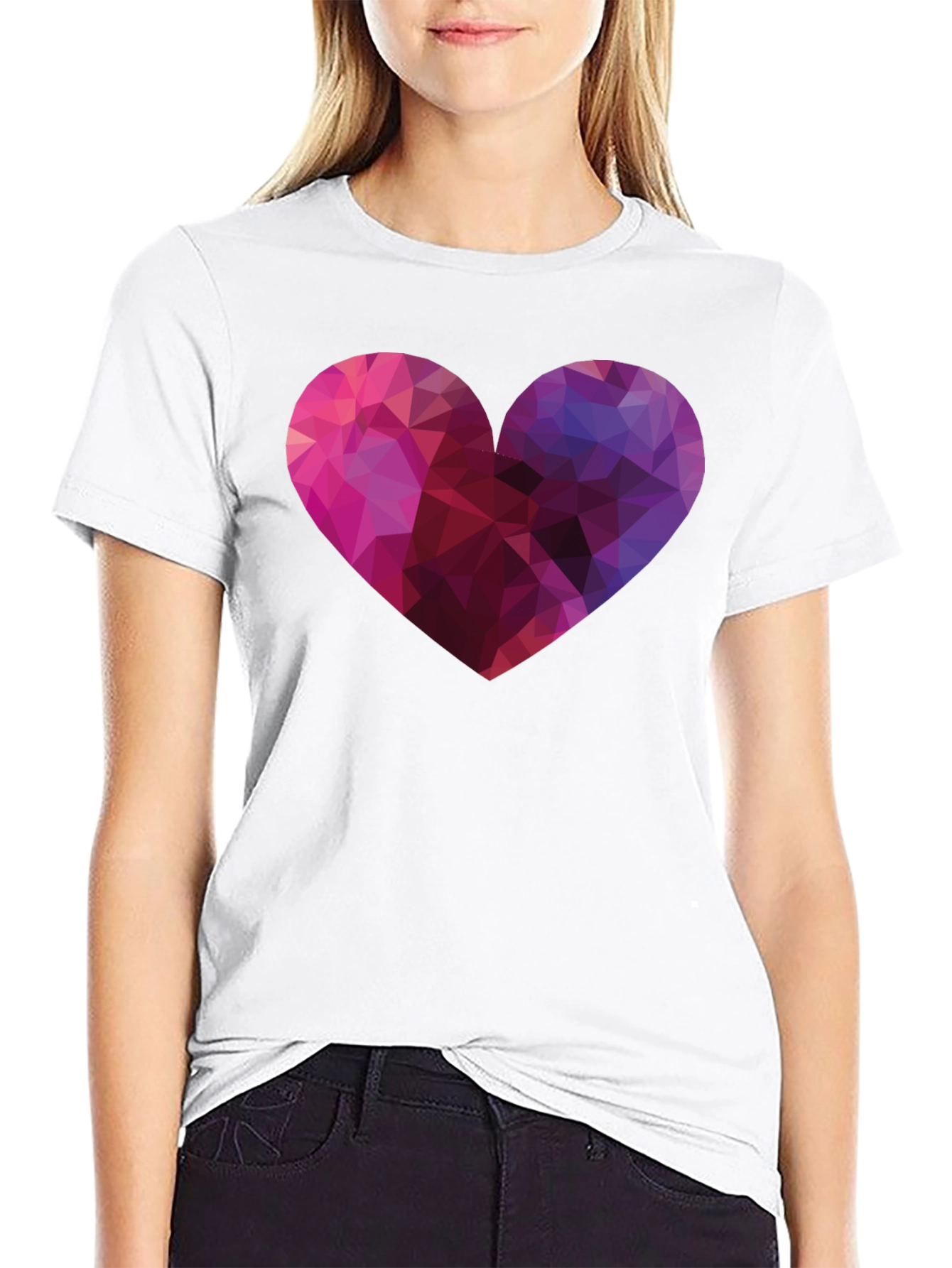 Geometric Heart Graphic Tee - Modern Style - 9
