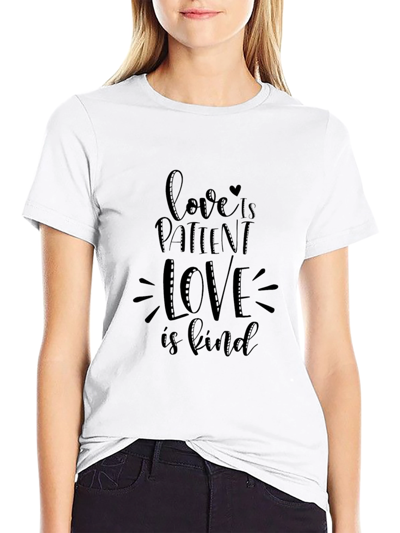 Black Love Is Patient Black Graphic Tee view 9