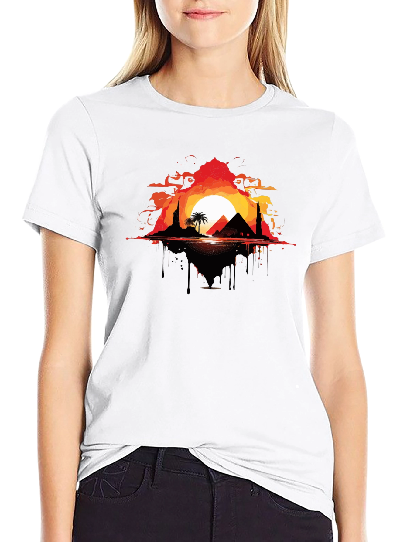 Black Egyptian Sunset Graphic Tee - Black view 9