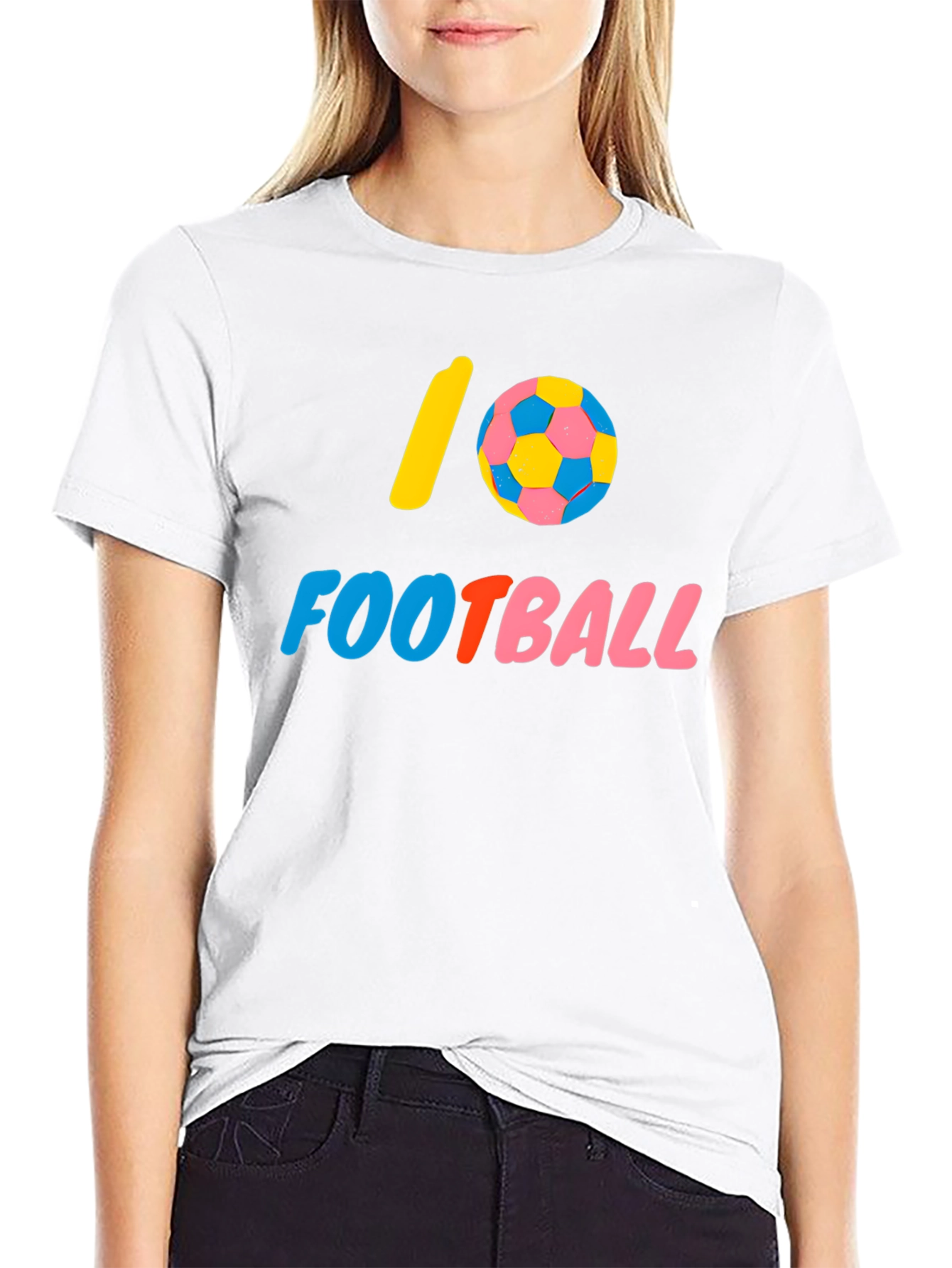 Black I Love Football Graphic Tee - Black Cotton Shirt view 9