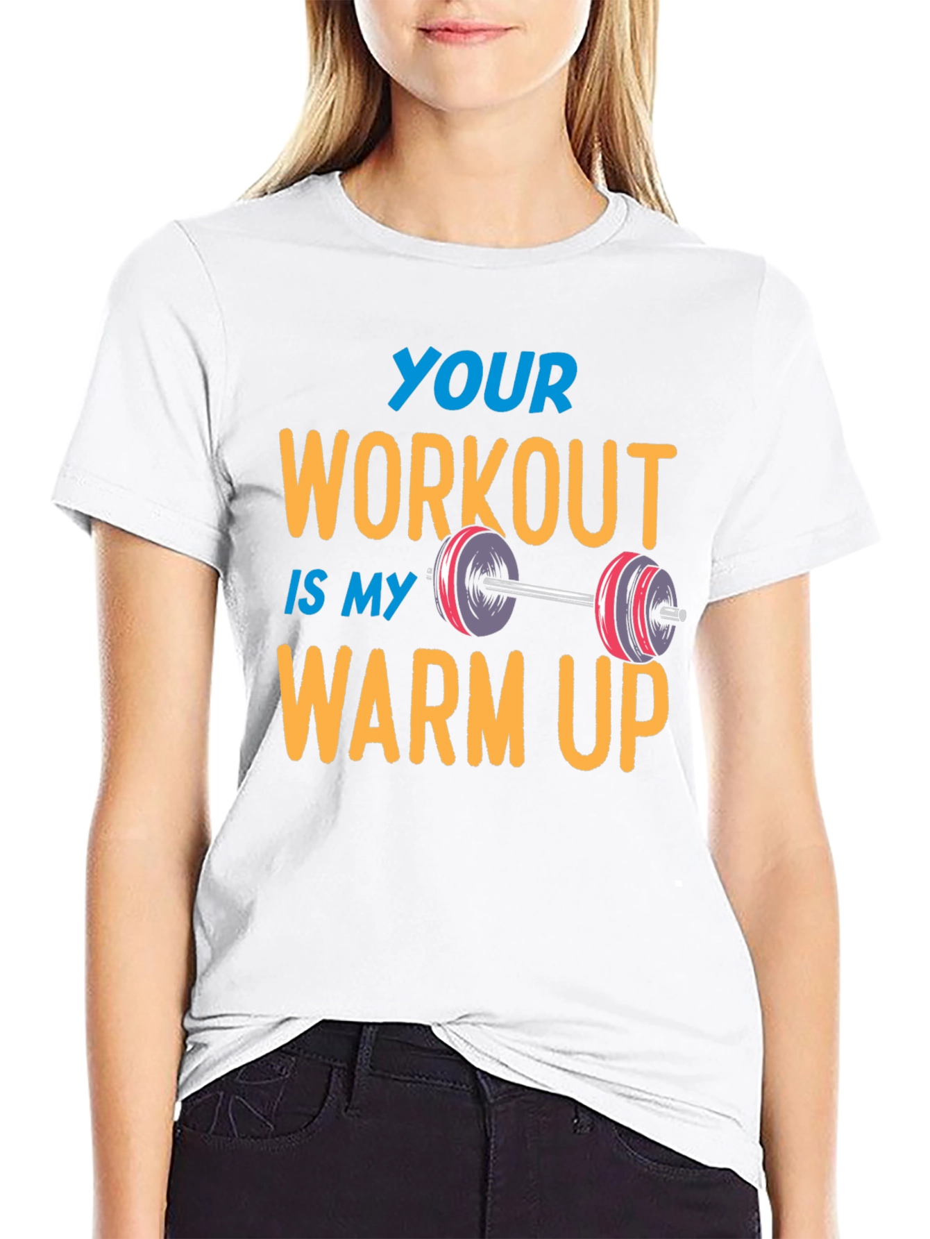 Black Workout Humor Tee: Your Workout is My Warm Up view 9