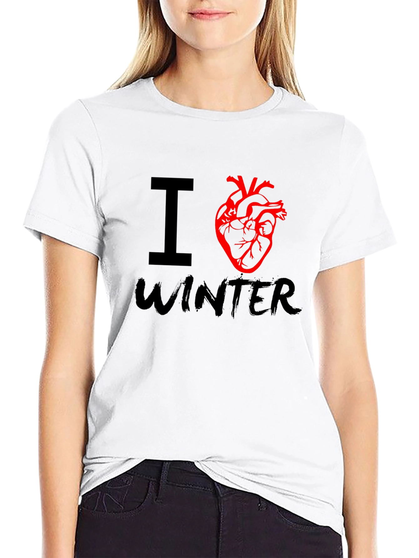 Black I Heart Winter Graphic Tee - Black view 9
