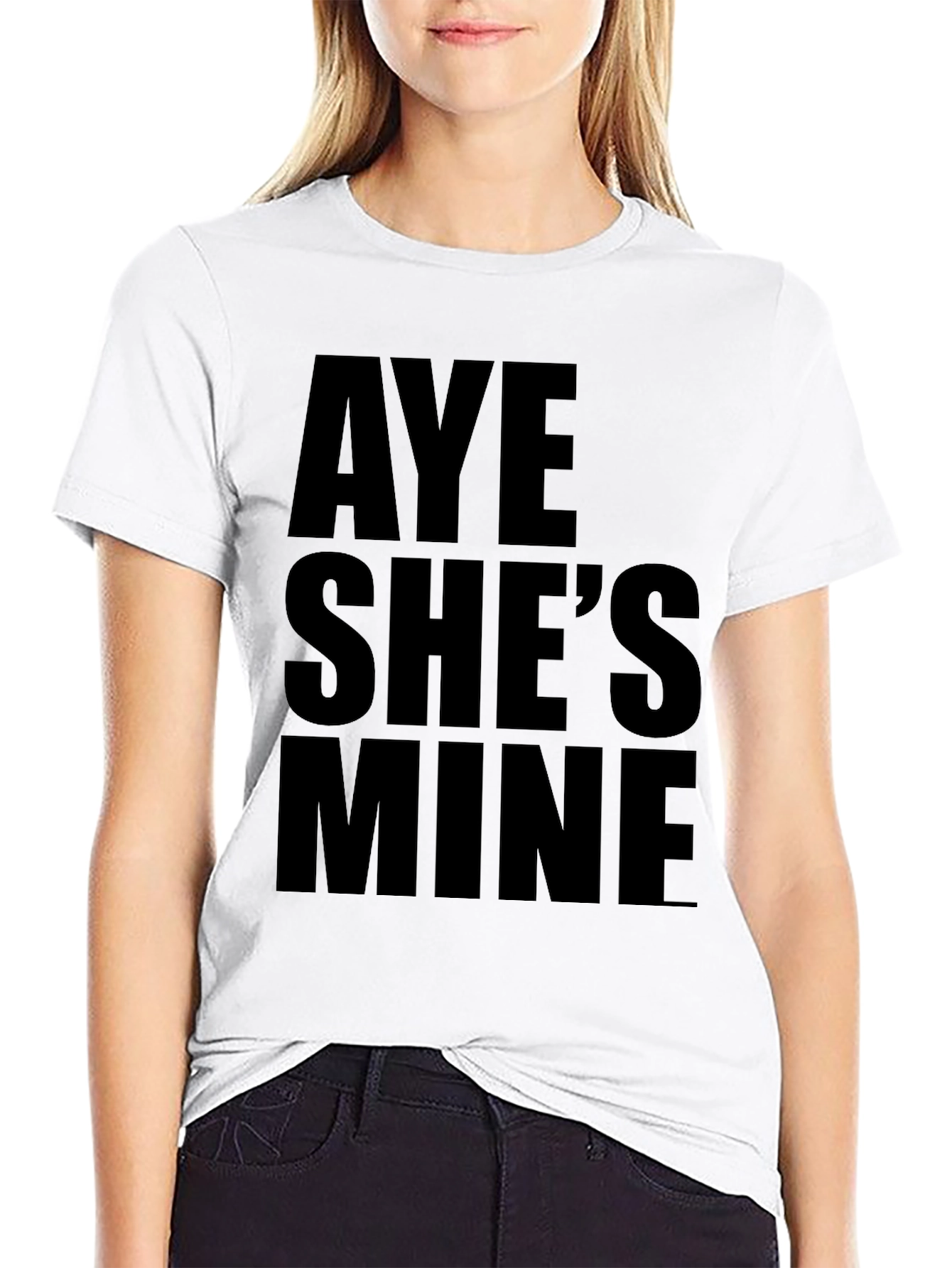 Black Aye She's Mine Black Graphic Tee view 9