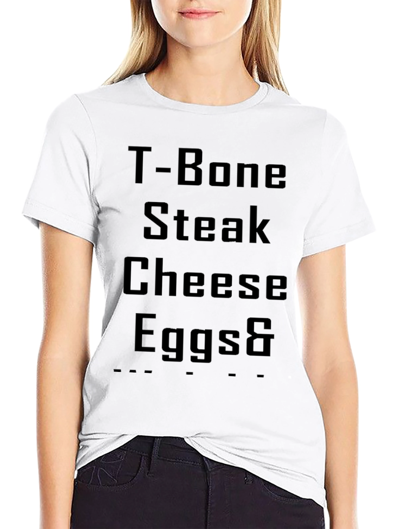 T-Bone Steak Cheese Eggs & Black T-Shirt - 9