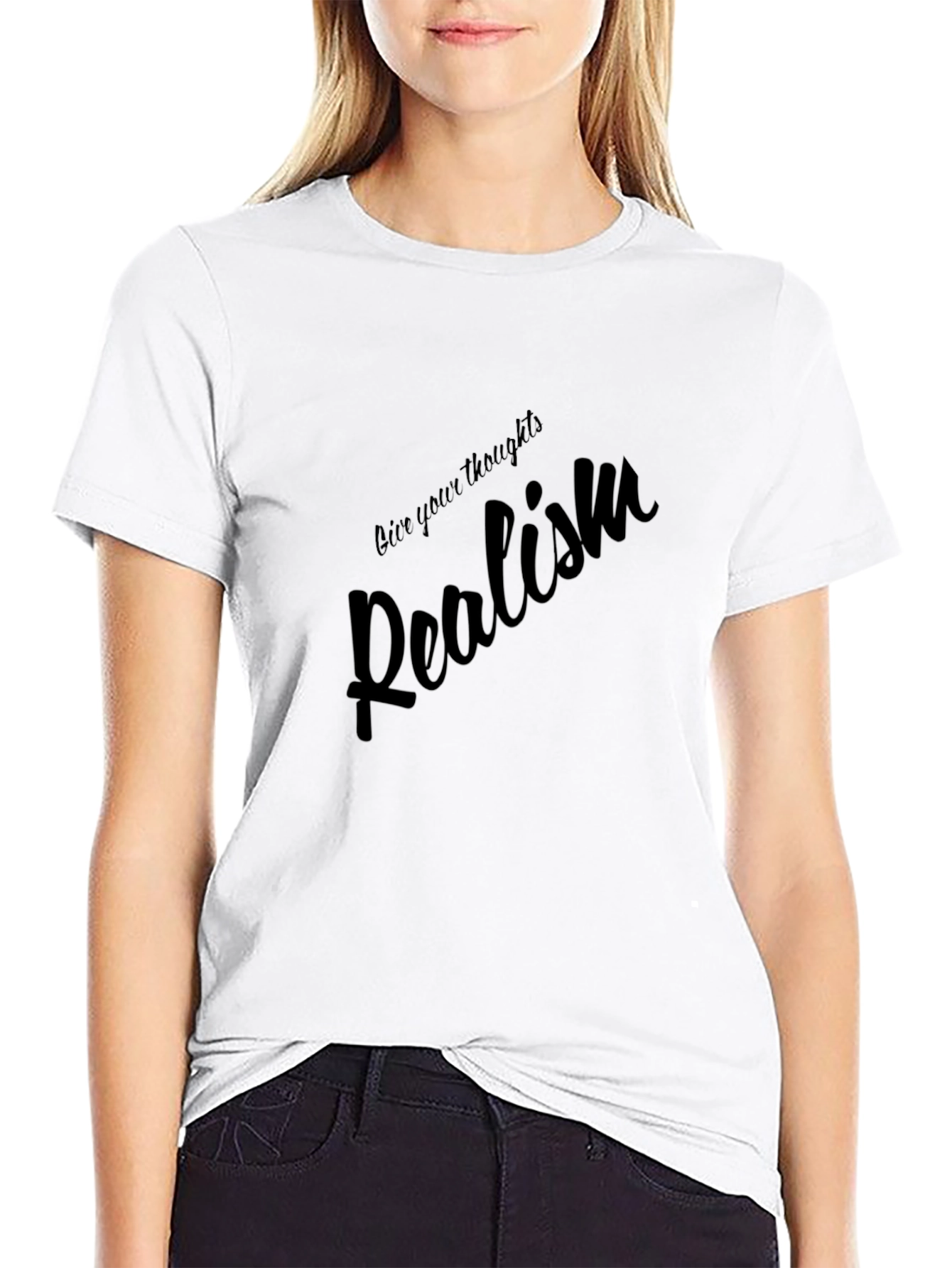 Black Realism Graphic Tee - Black Cotton Casual view 9