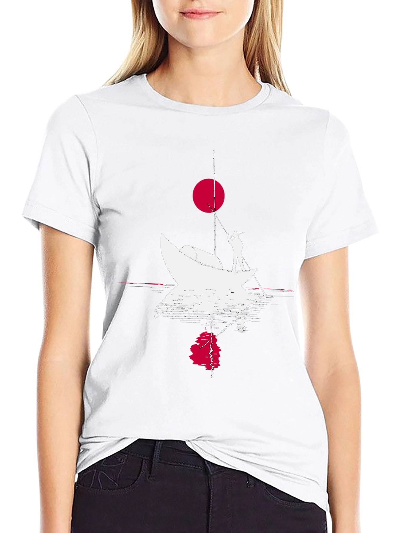 Black Fishing Boat Graphic Tee - Black Cotton T-Shirt view 9