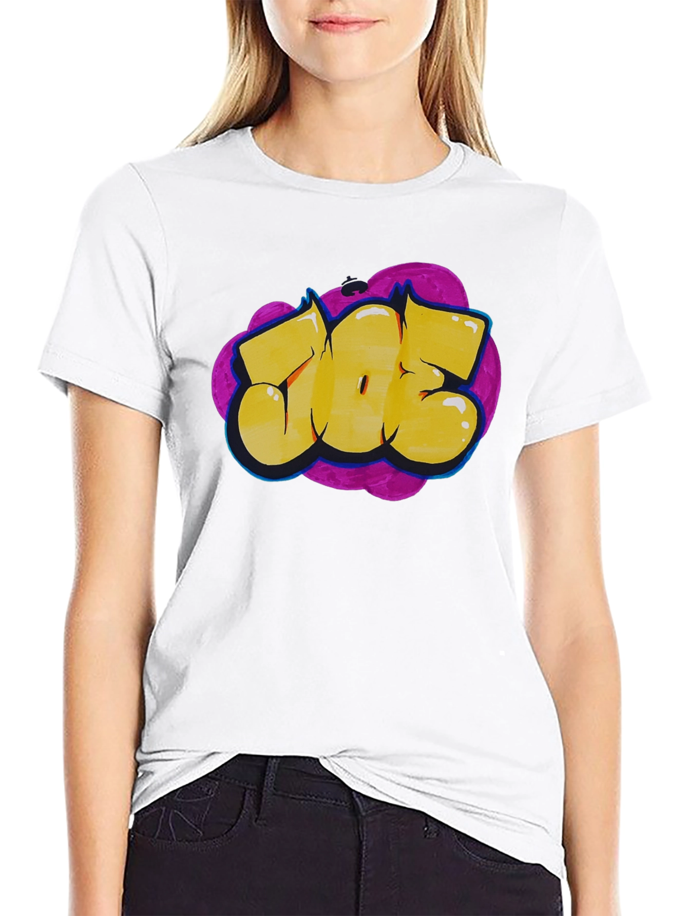 Black Graffiti Style Graphic Tee - Bold Statement T-Shirt view 9