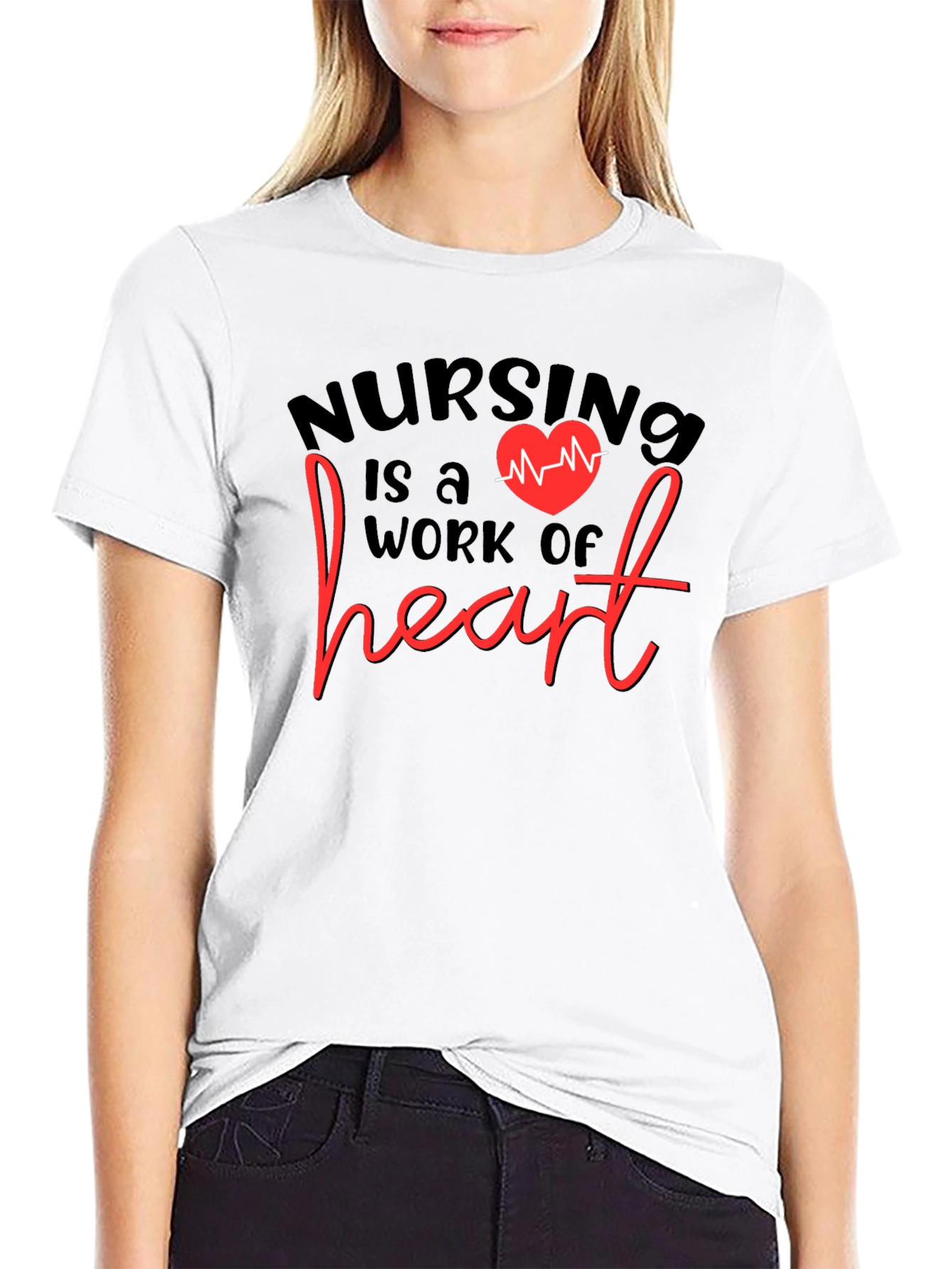 Black Nursing is a Work of Heart T-Shirt view 9