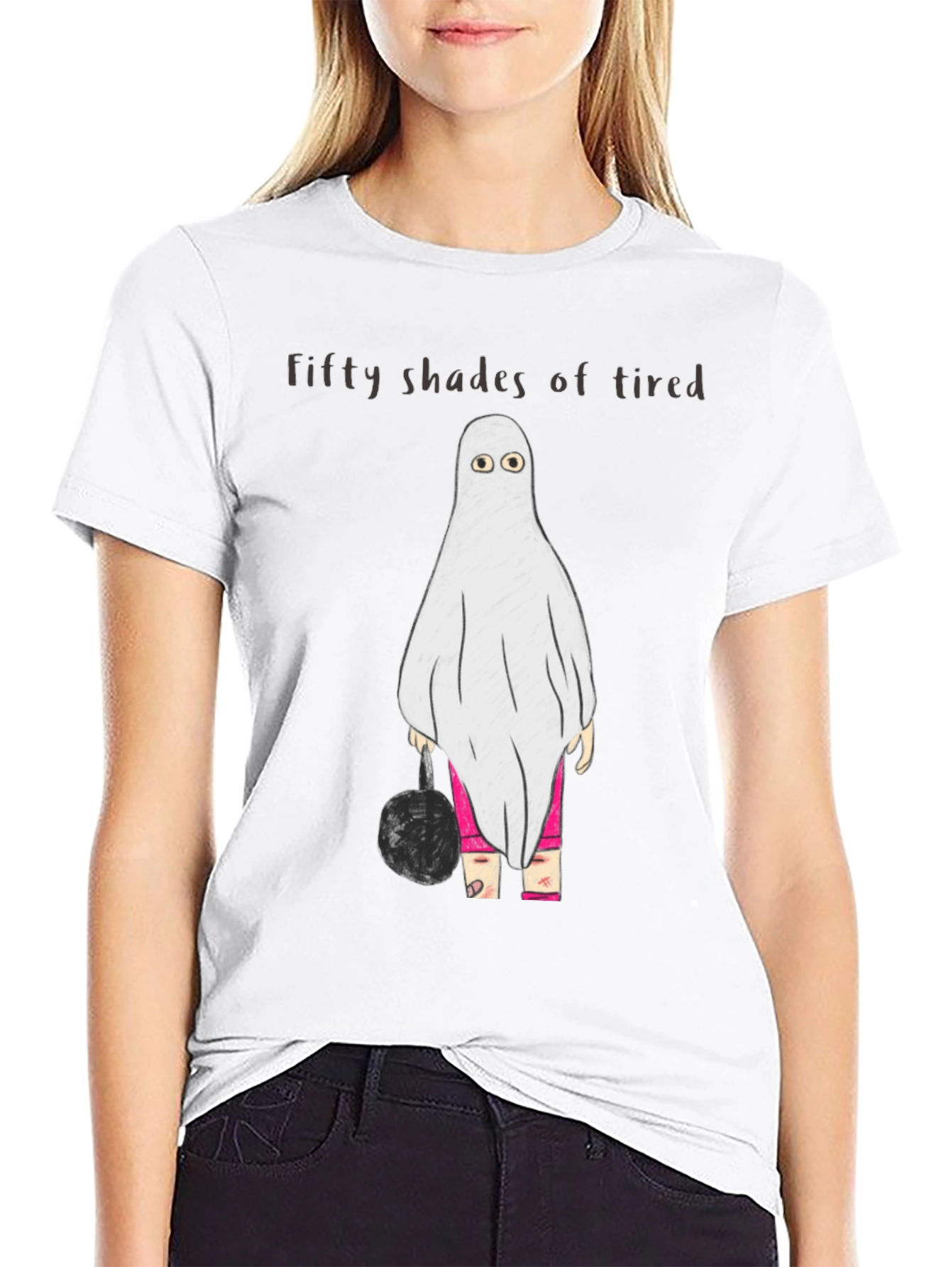 Black Funny Ghost T-Shirt - Fifty Shades of Tired view 9