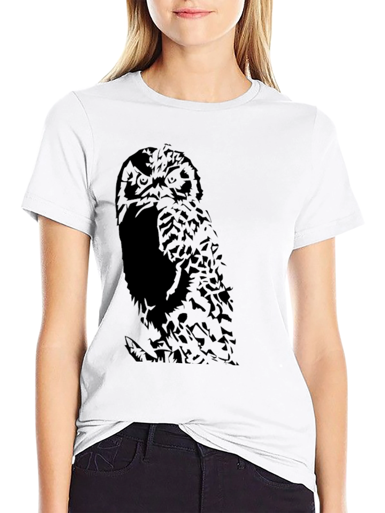 Black Owl Graphic Black T-Shirt view 9