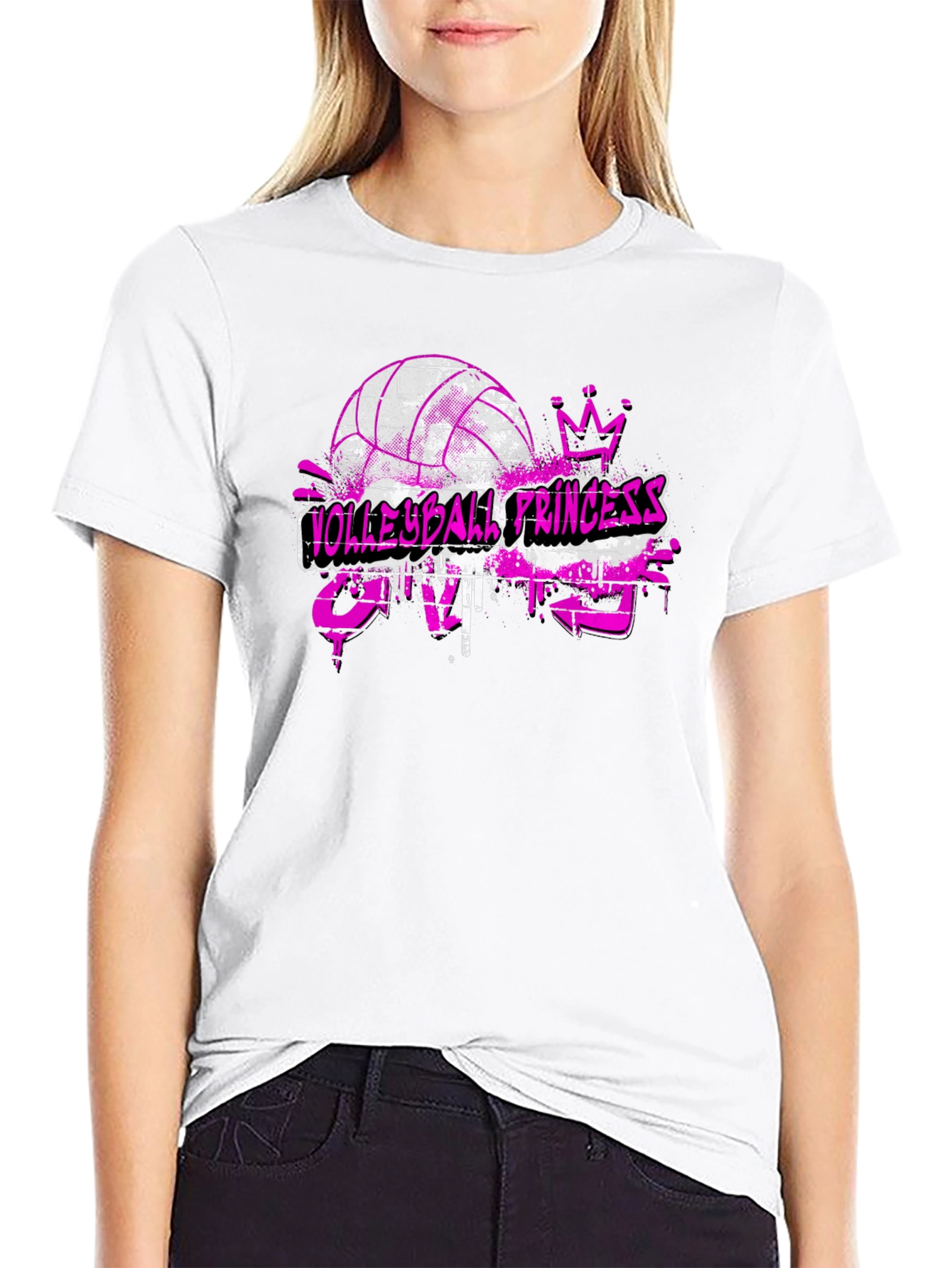Black Volleyball Princess Crazy T-Shirt view 9