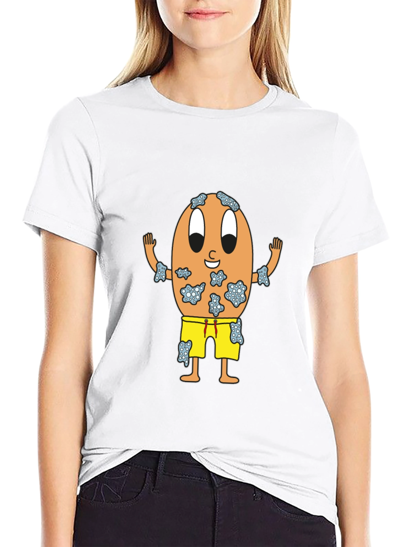 Black Funny Egg Cartoon Black T-Shirt view 9