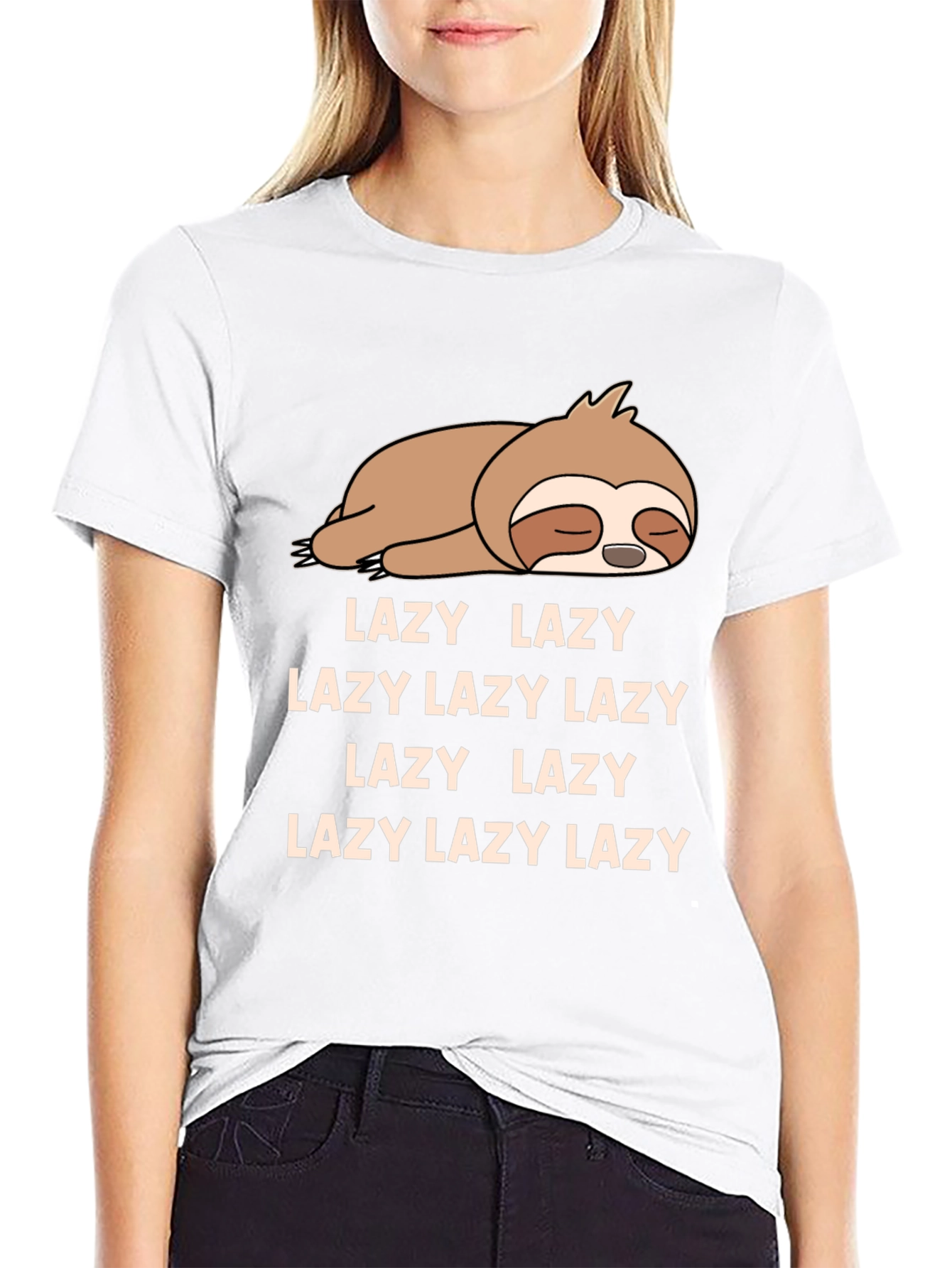 Black Lazy Sloth T-Shirt Funny Graphic Tee view 9
