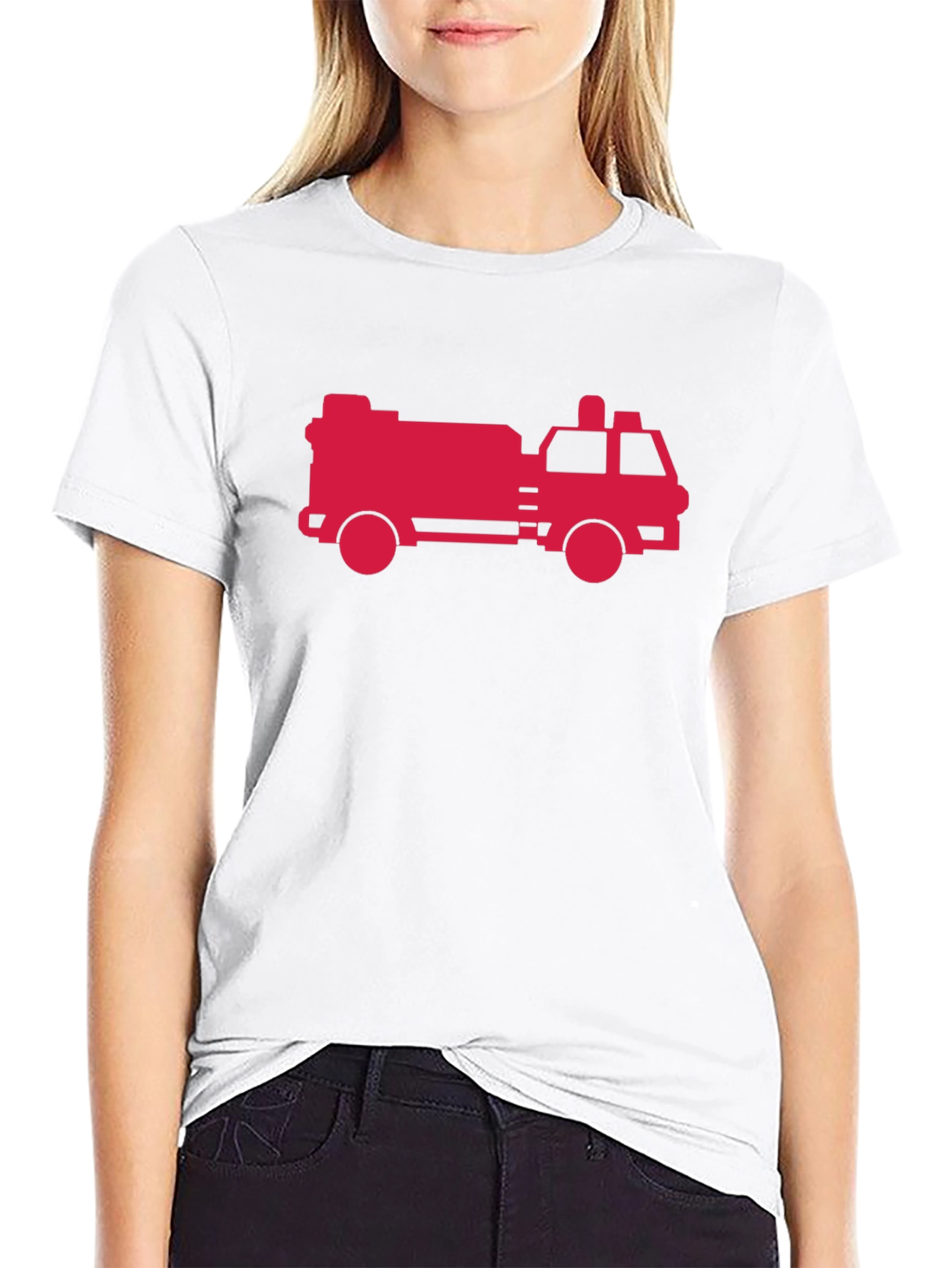 Black Firetruck Graphic Tee - Black Cotton T-Shirt view 9