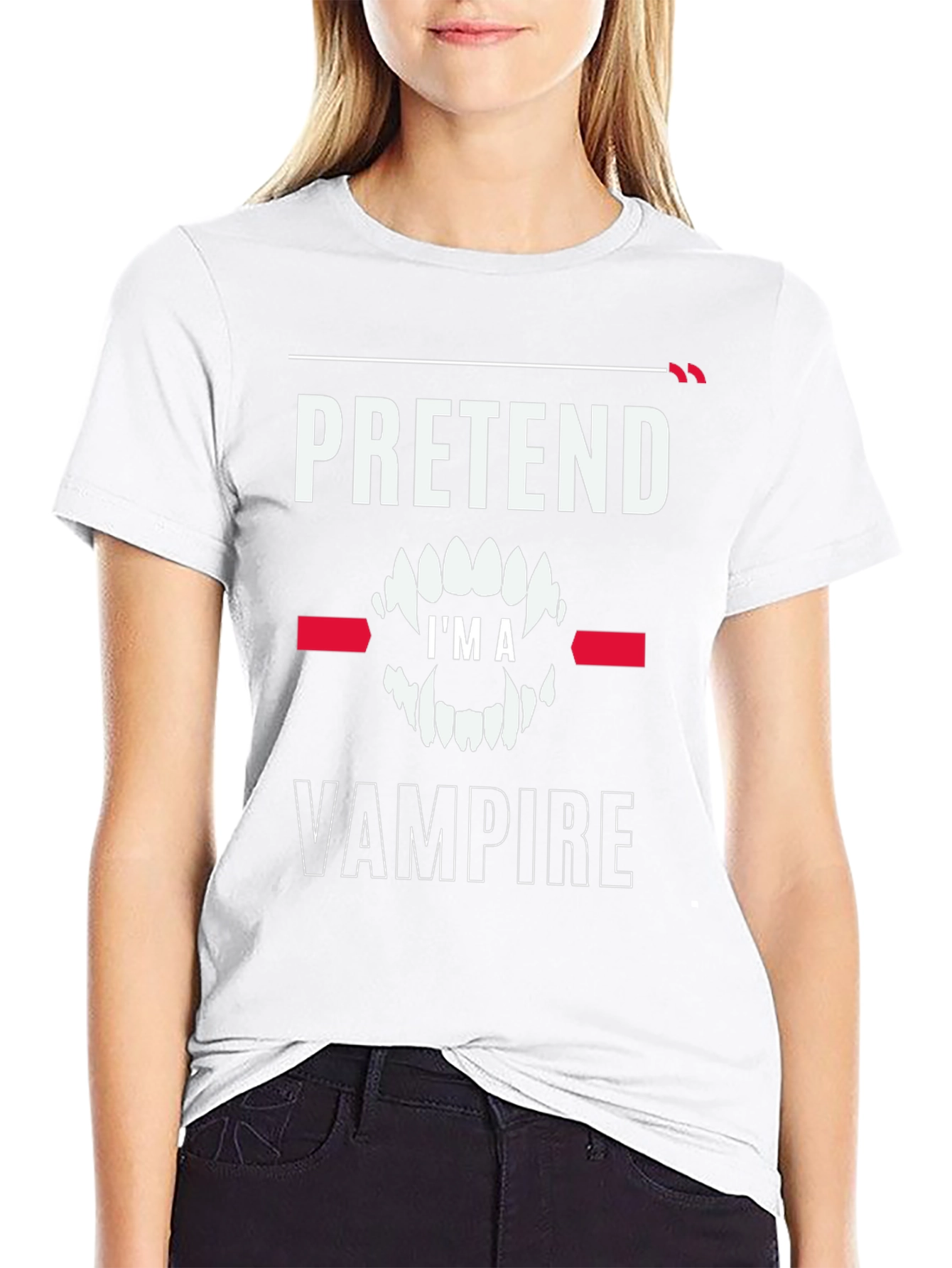 Black Pretend I'm a Vampire T-Shirt - Funny Halloween Costume Tee view 9