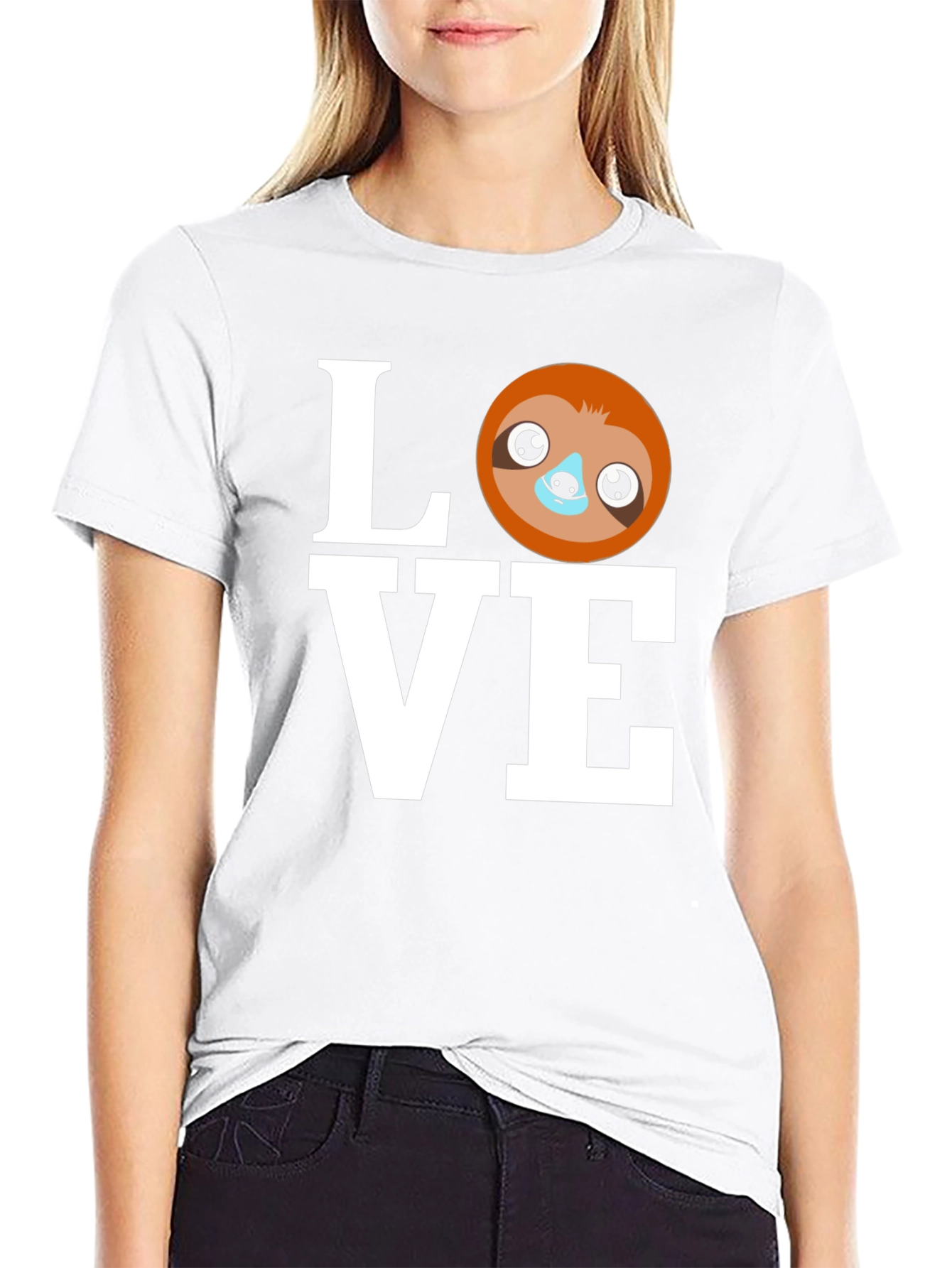 Black Love Sloth Graphic T-Shirt - Cute Animal Tee view 9