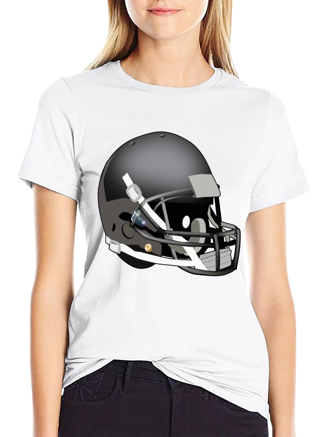 Black Football Helmet Graphic Tee - Stylish & Unique view 9