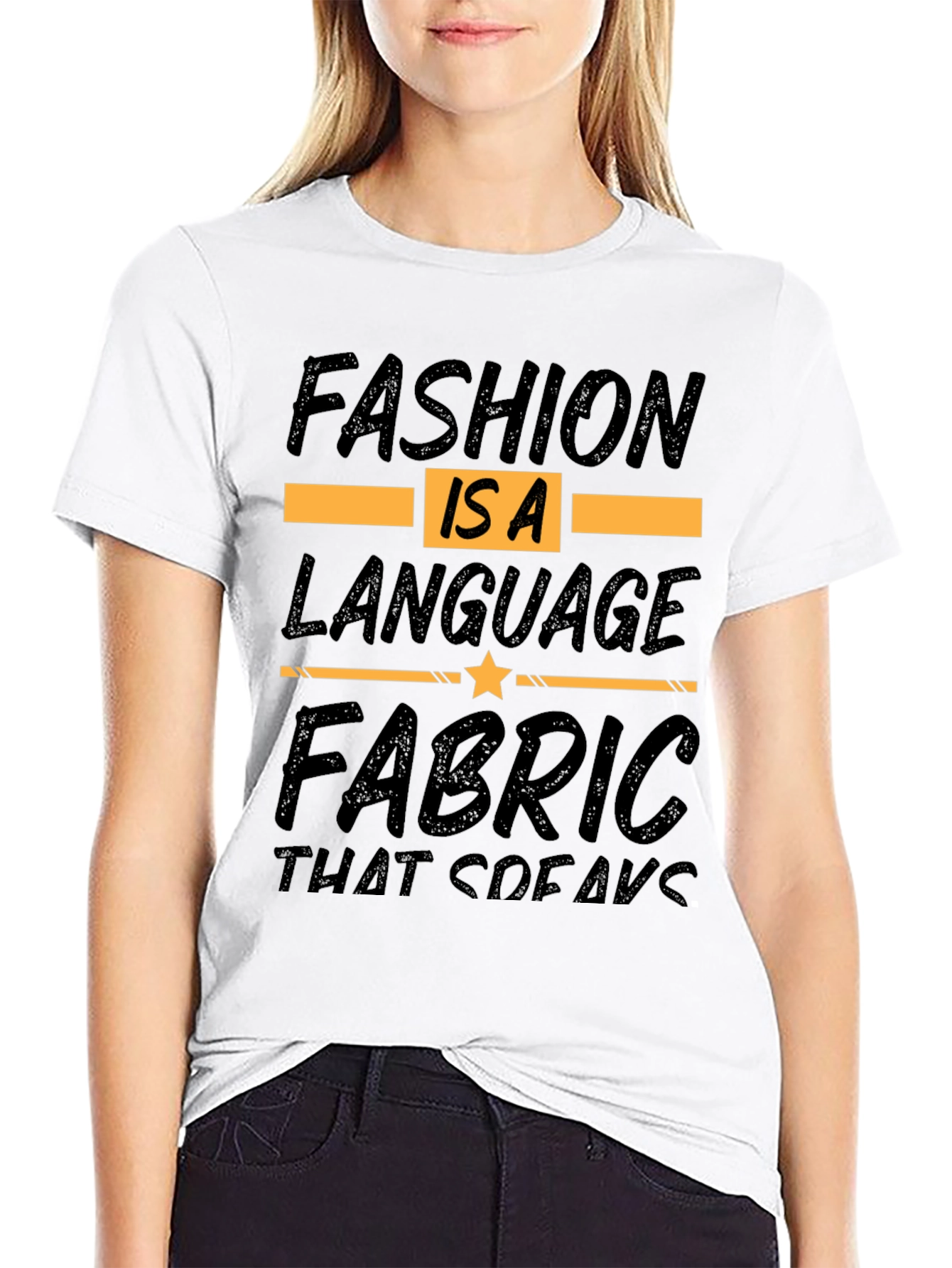 Fashion Is A Language Black Graphic Tee - 9