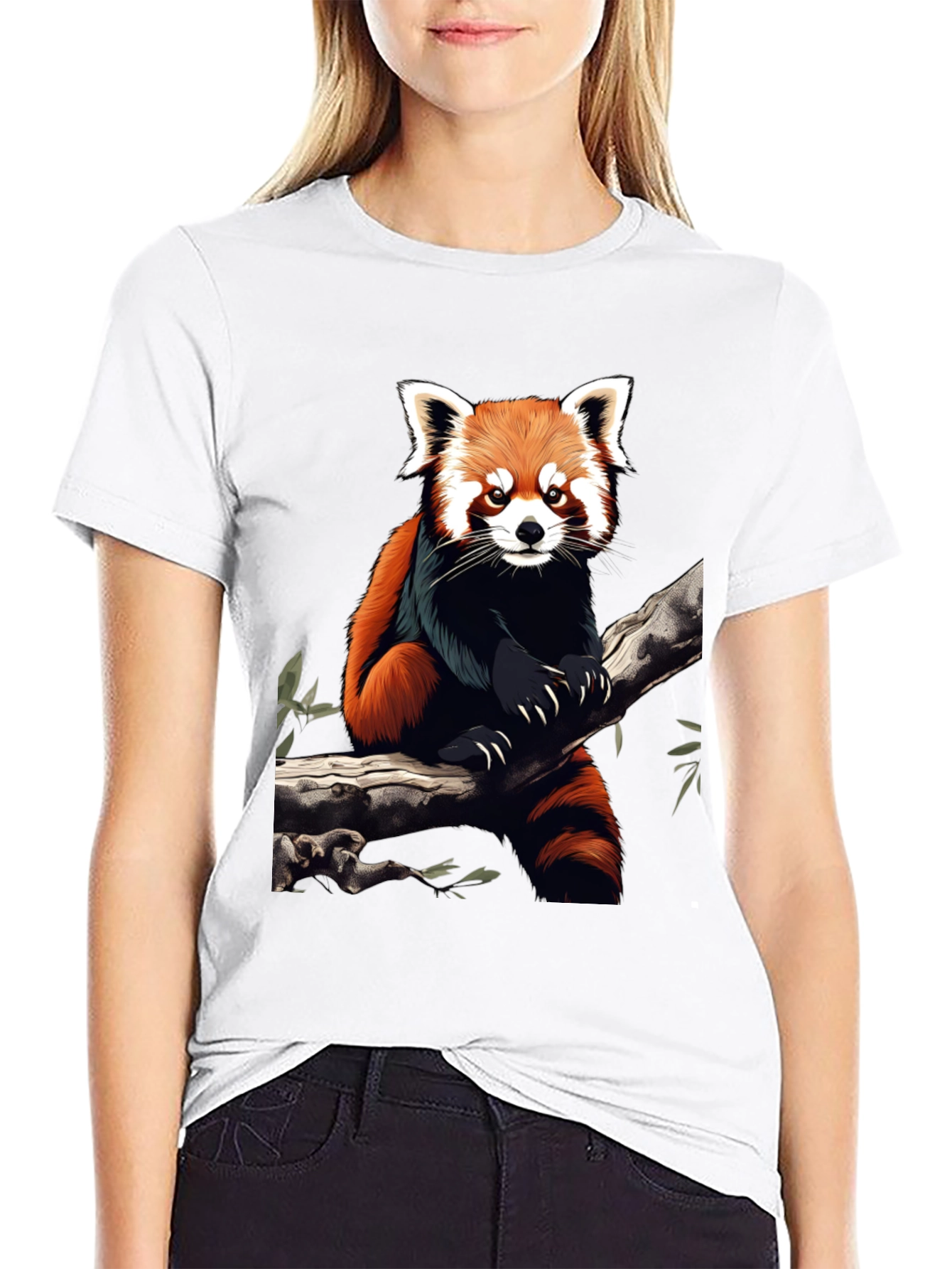 Black Red Panda Graphic Tee - Black Cotton Blend view 9
