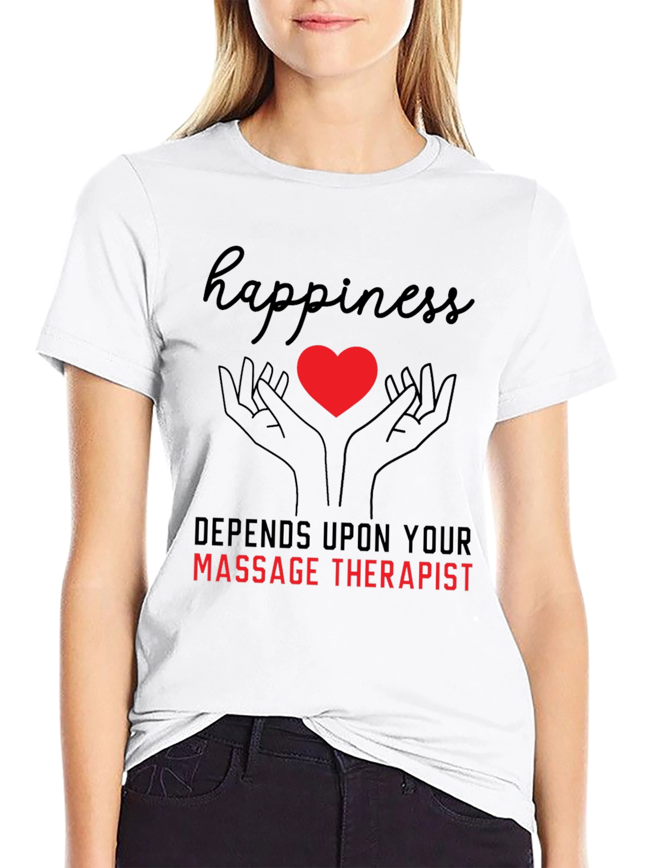 Black Happiness Massage Therapist T-Shirt view 9