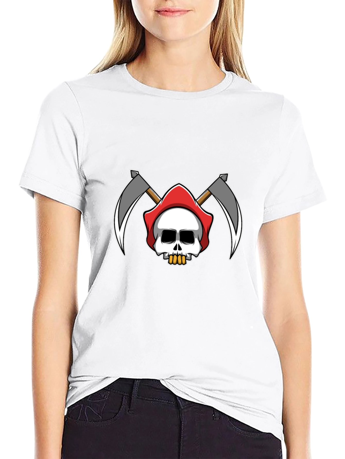 Black Grim Reaper Skull Graphic T-Shirt - Black view 9