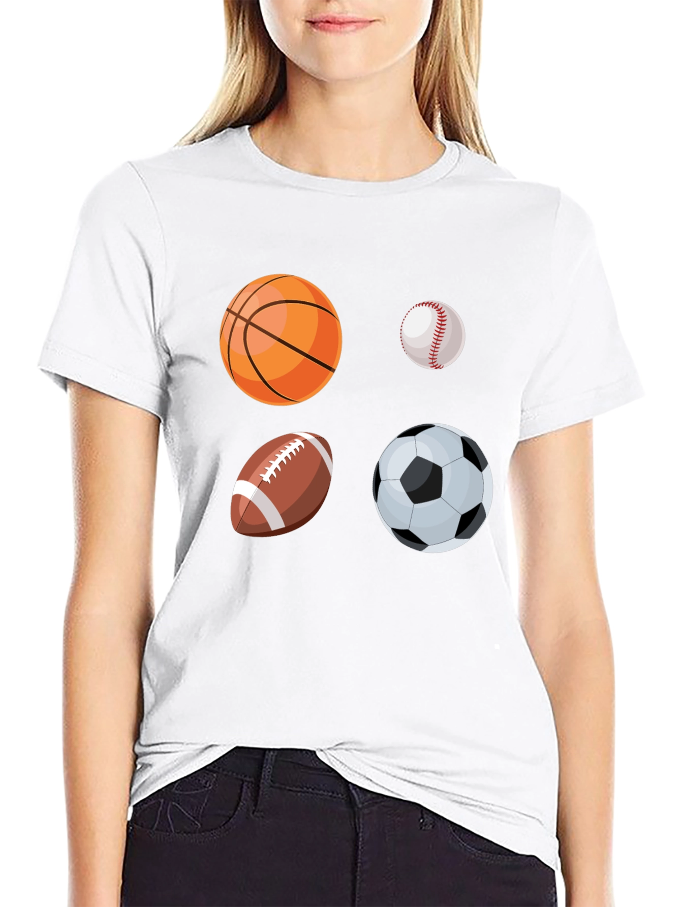 Black Sports Ball Graphic Tee - Black Cotton Blend T-Shirt view 9