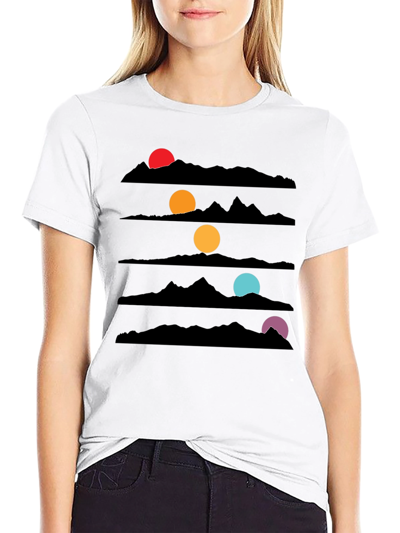 Black Sunset Mountainscape Graphic Tee view 9