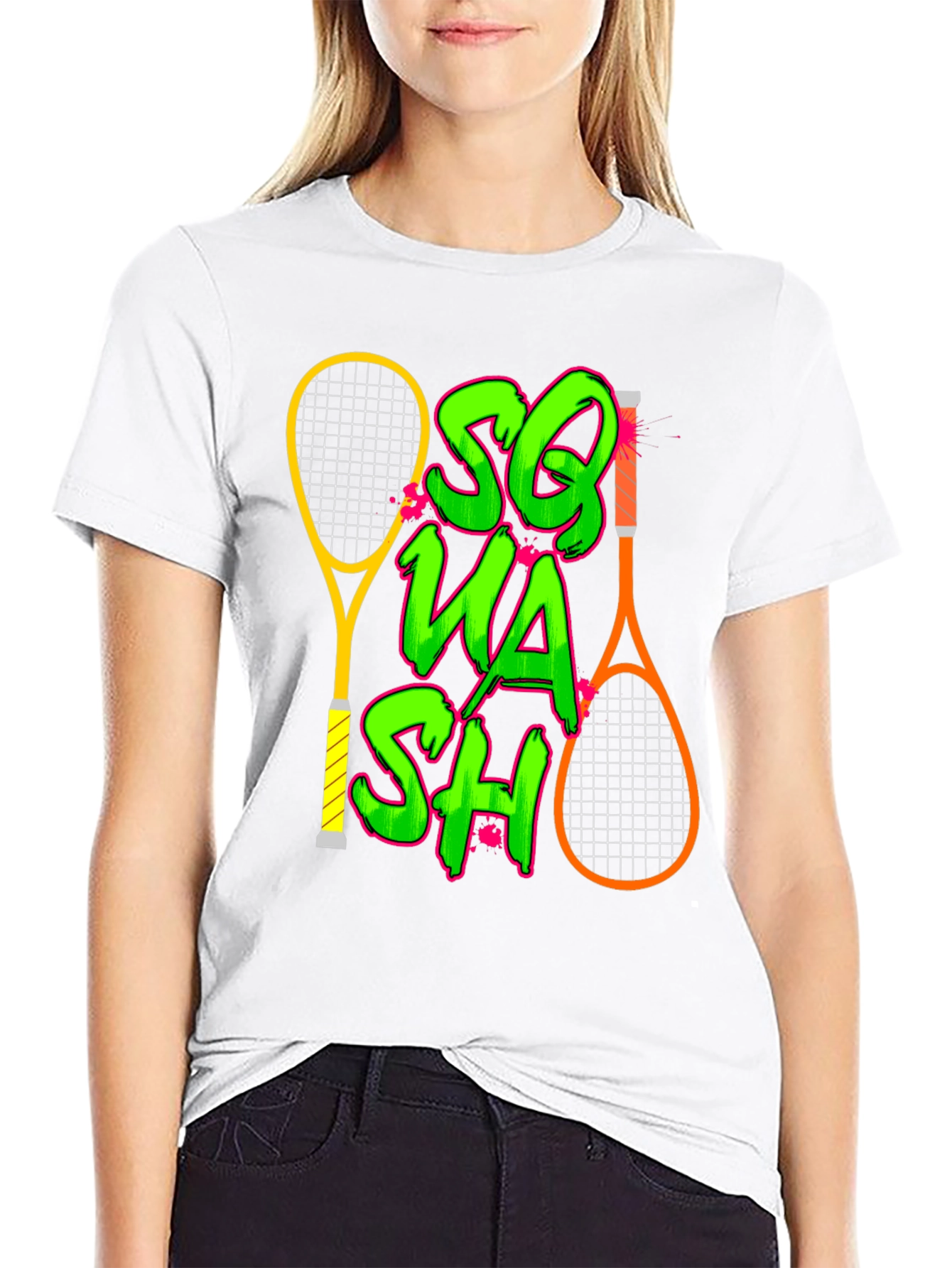 Black Squash Racket Graphic T-Shirt view 9