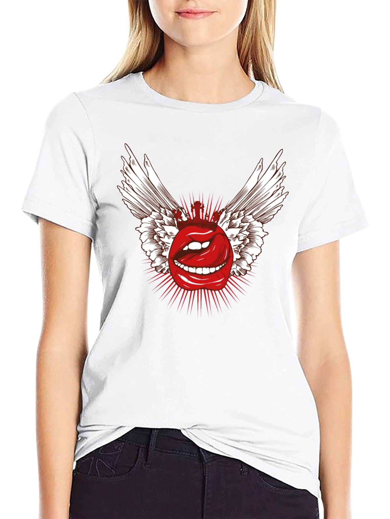 Black Winged Lips Graphic T-Shirt - Bold & Edgy view 9
