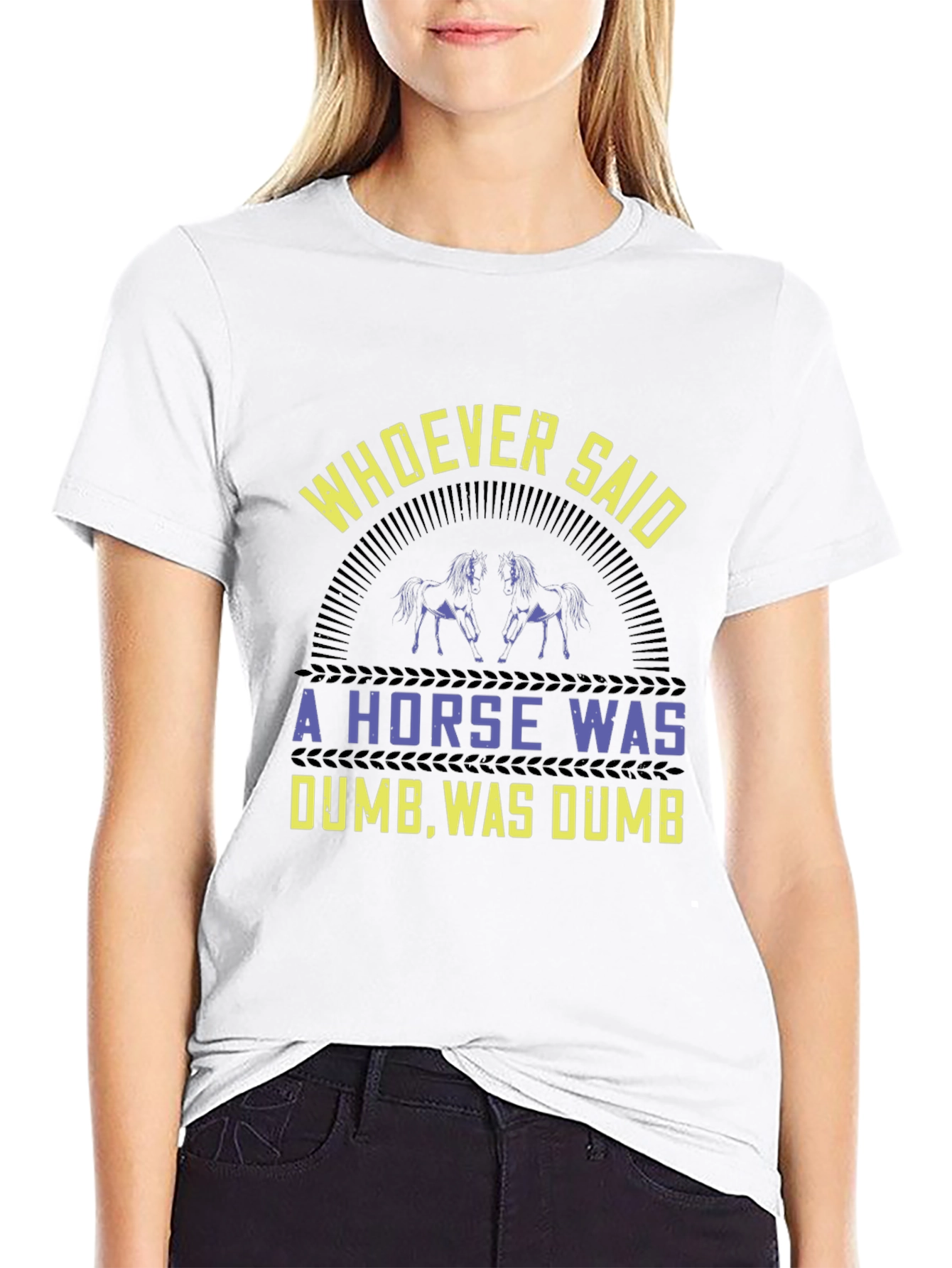 Black Horse Lover Graphic Tee - Whoever Said a Horse Was Dumb T-Shirt view 9