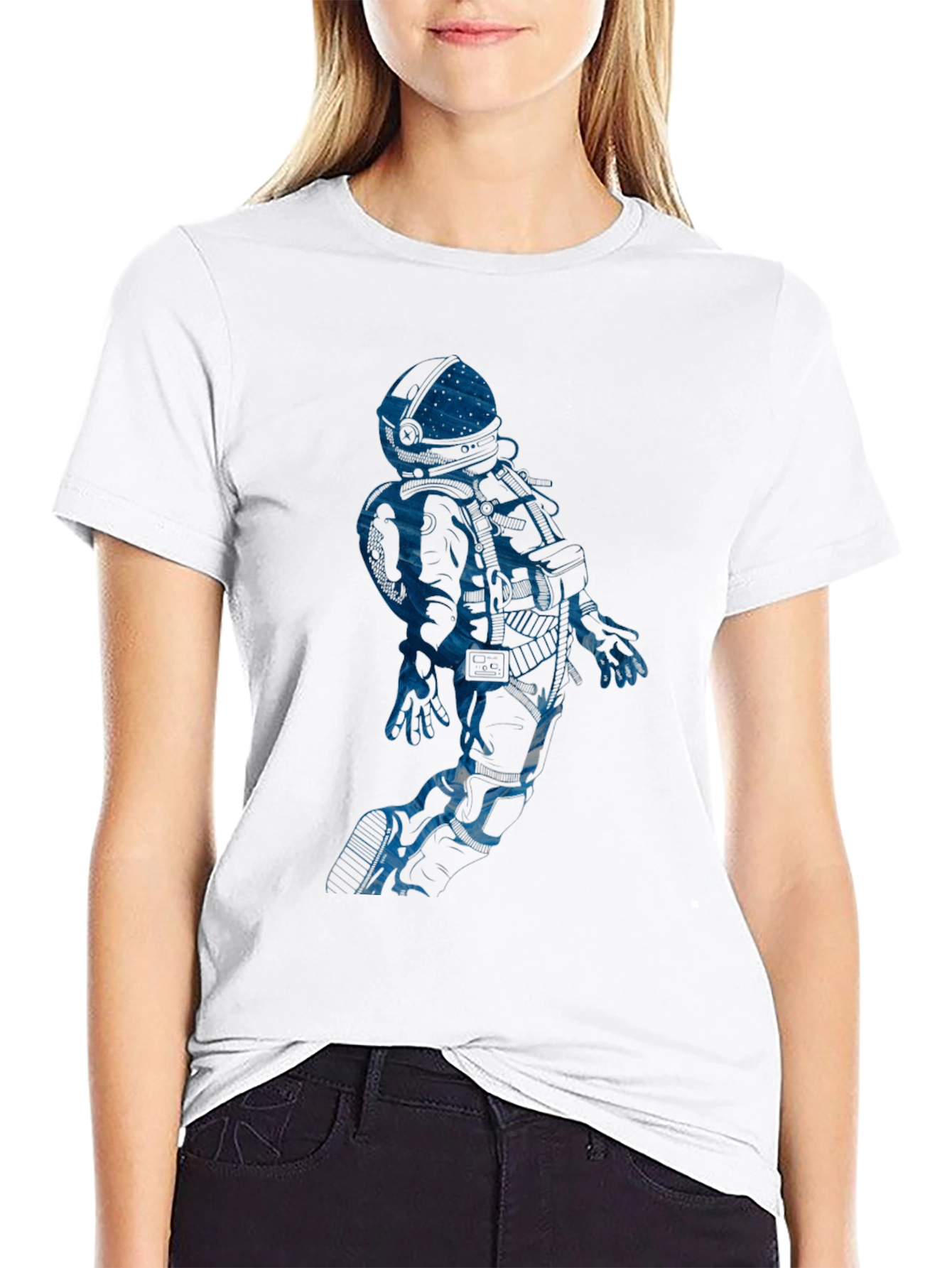 Black Astronaut Graphic Tee - Black Cotton Blend view 9
