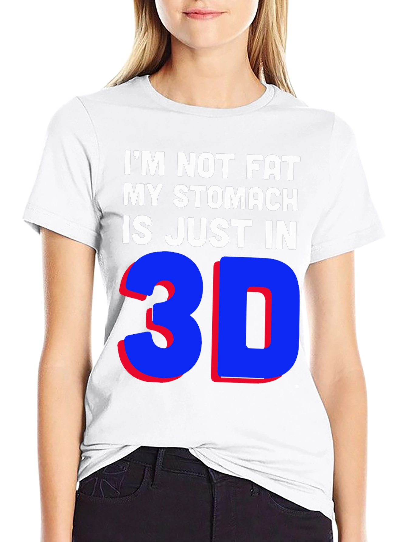 Black Funny 3D Stomach T-Shirt - Black Graphic Tee view 9
