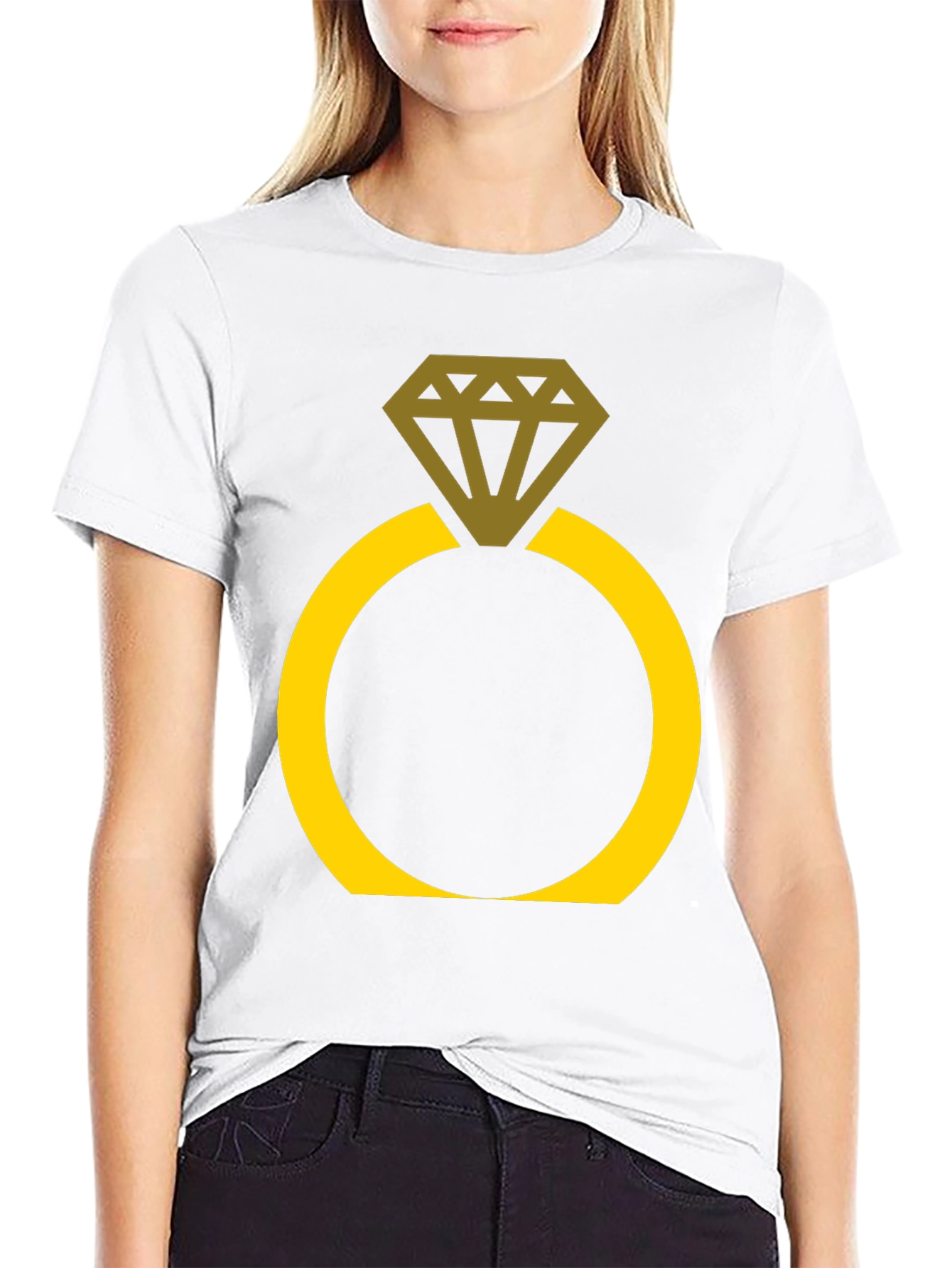 Black Engagement Ring Graphic Tee - Novelty Black T-Shirt view 9