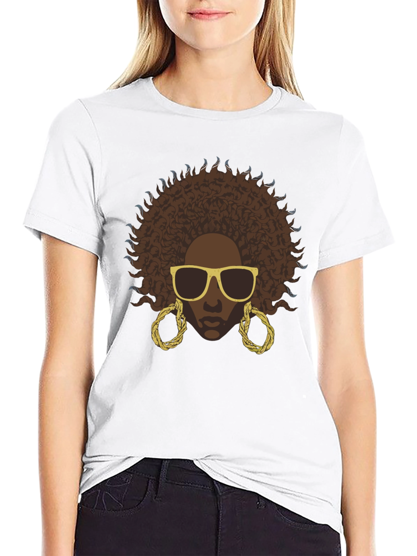 Black Afro Woman Graphic Black T-Shirt view 9