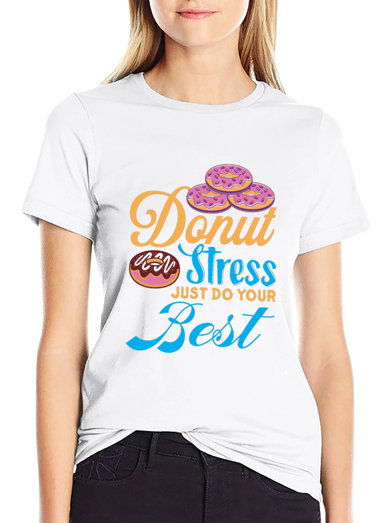 Black Donut Stress T-Shirt - Just Do Your Best Tee view 9