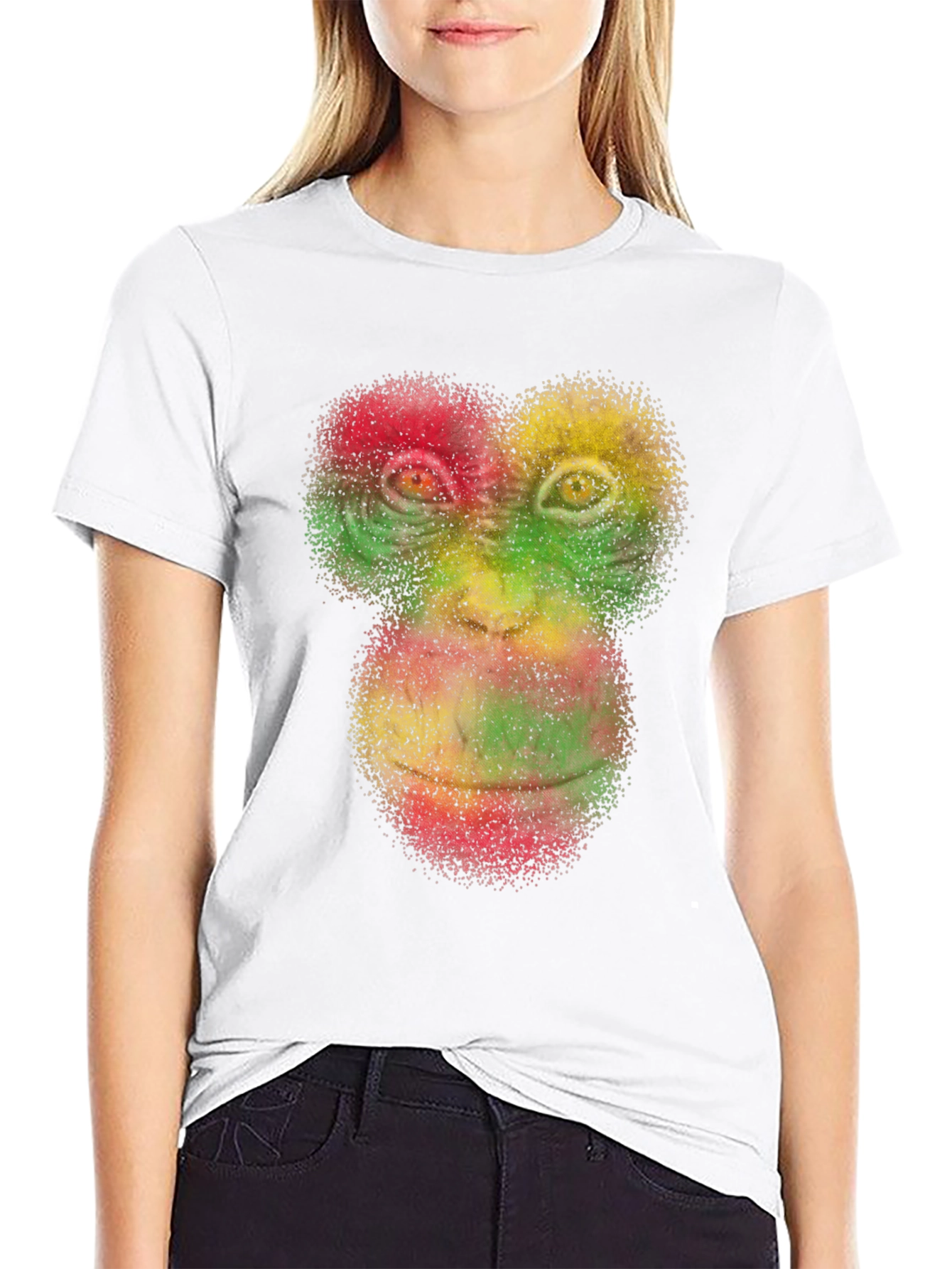 Black Rasta Monkey Face Graphic Tee - Black Cotton T-Shirt view 9