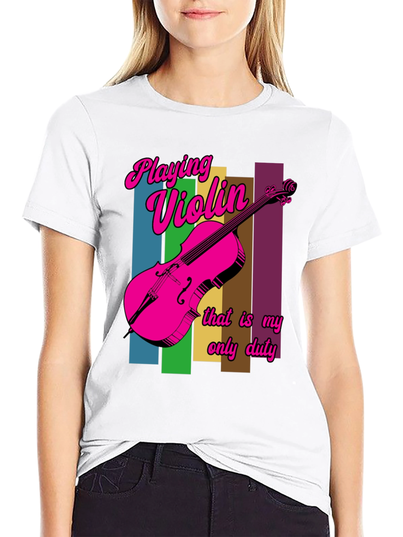 Black Playing Violin T-Shirt - Unique Design view 9