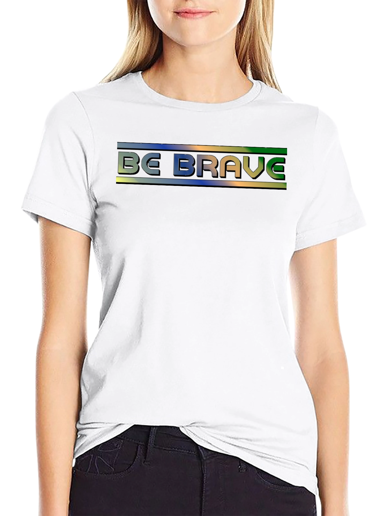 Black Be Brave T-Shirt - Gradient Text Design view 9